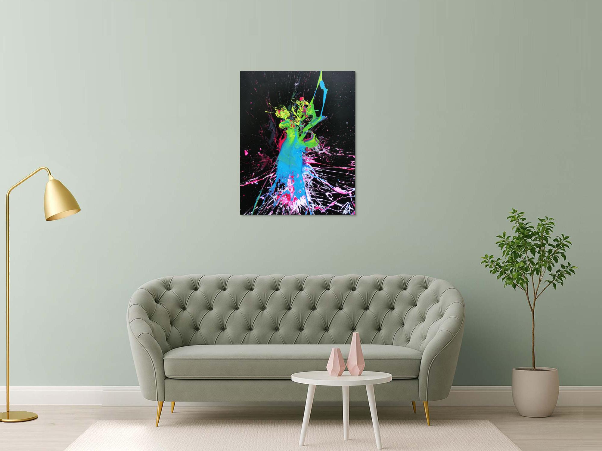 Abstraktes Bild Splash Art modern Action Painting sehr bunt