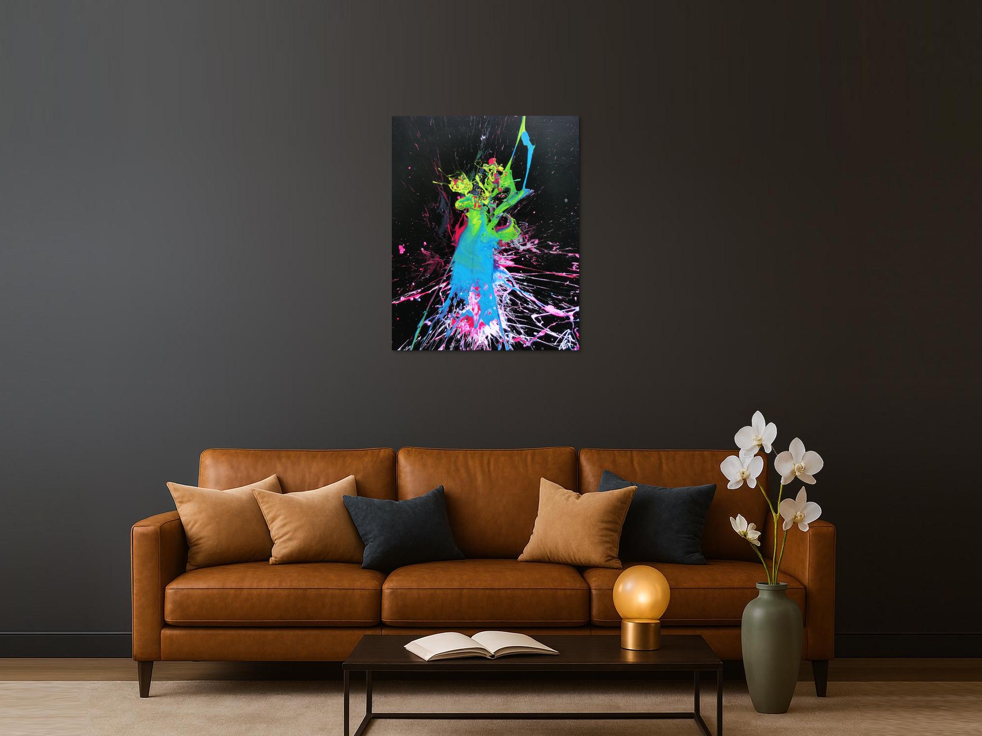 Abstraktes Bild Splash Art modern Action Painting sehr bunt