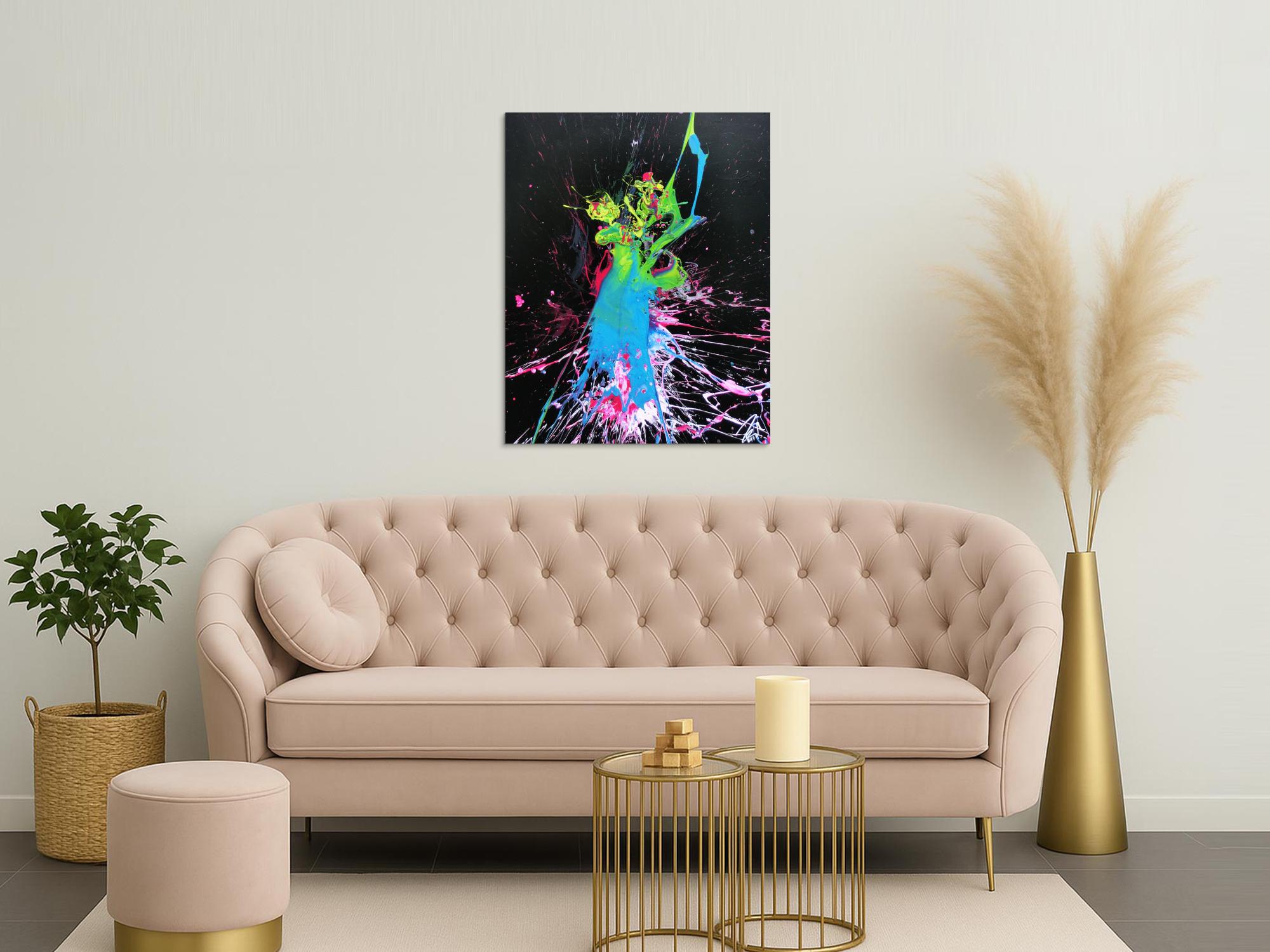 Abstraktes Bild Splash Art modern Action Painting sehr bunt