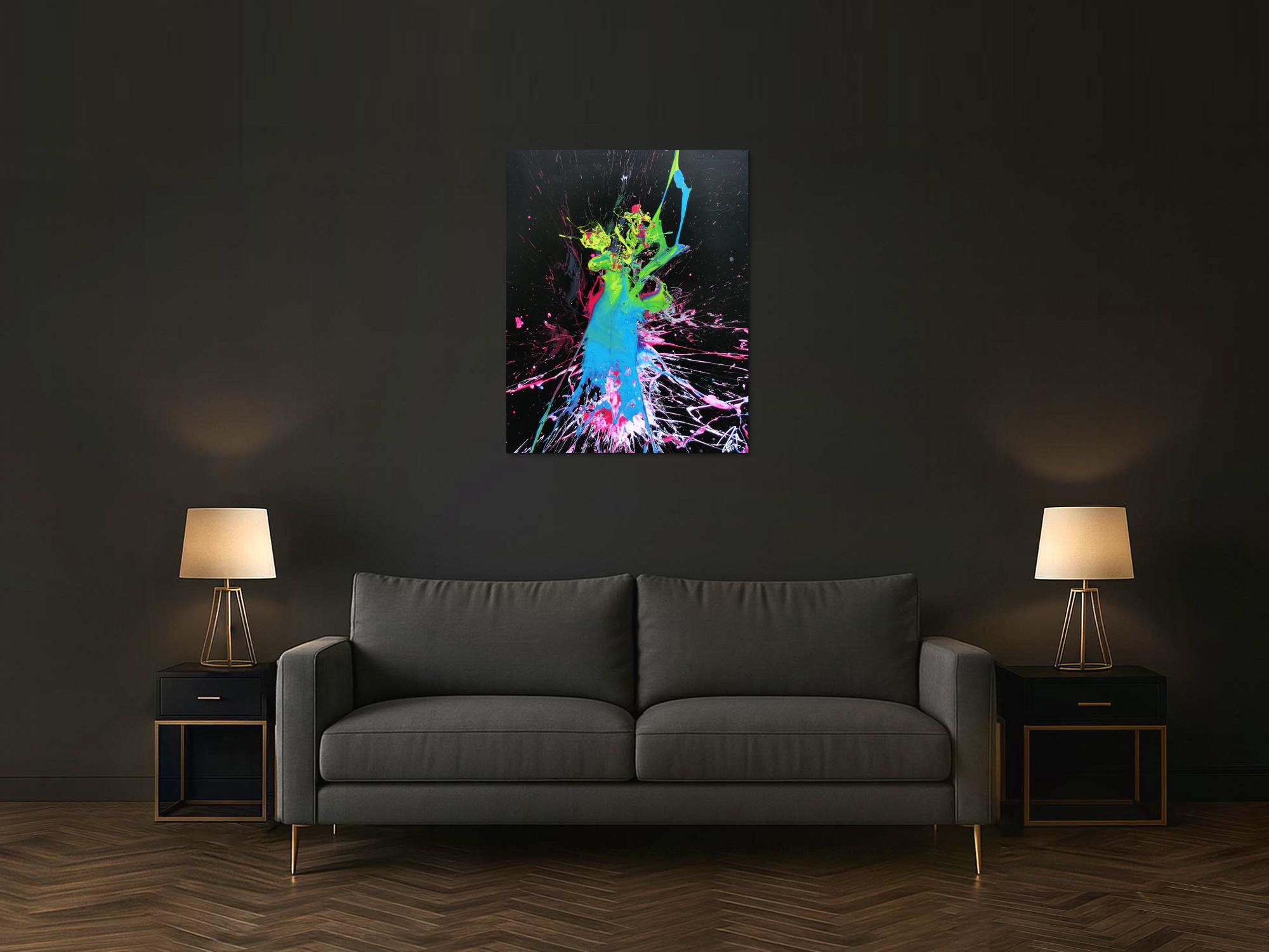 Abstraktes Bild Splash Art modern Action Painting sehr bunt