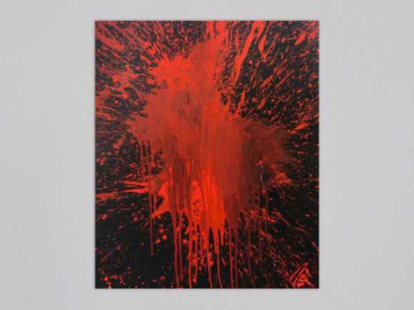 Abstraktes Bild rot schwarz minimalistisch Actionpainting Spritzer Blut