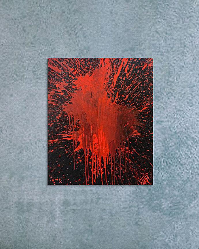 Abstraktes Bild rot schwarz minimalistisch Actionpainting Spritzer Blut