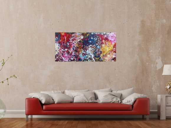 Abstraktes Gemälde sehr bunt Action Painting Spalsh Art starke Struktur sehr viele Farben