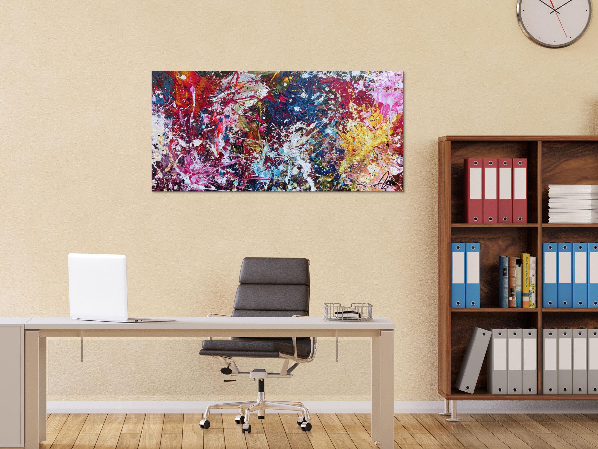 Abstraktes Gemälde sehr bunt Action Painting Spalsh Art starke Struktur sehr viele Farben