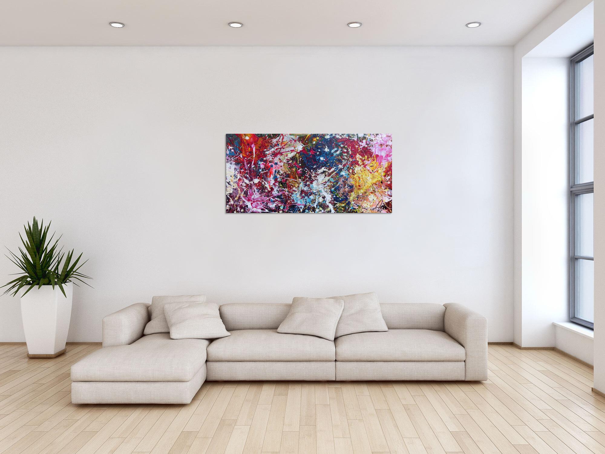 Abstraktes Gemälde sehr bunt Action Painting Spalsh Art starke Struktur sehr viele Farben