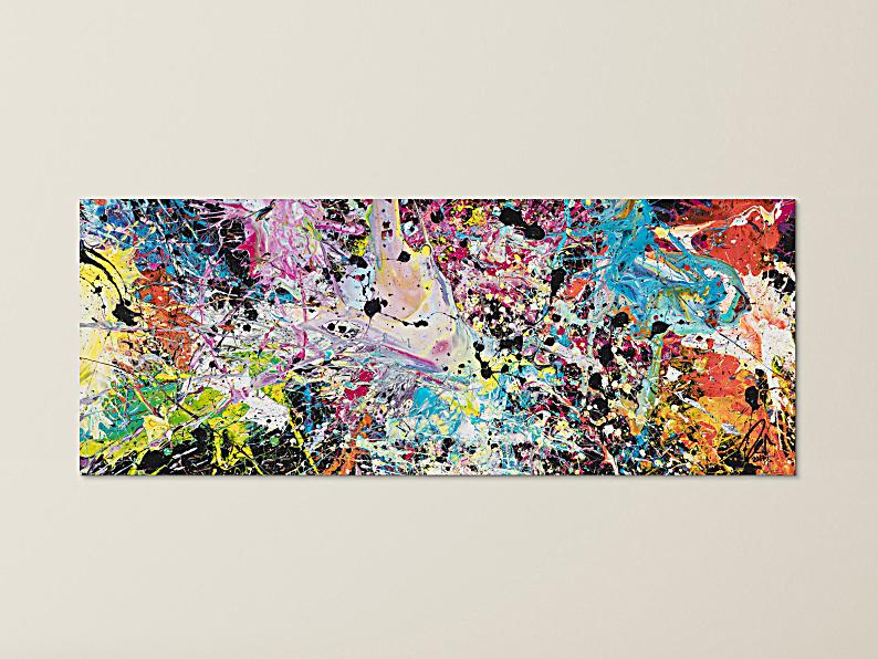 Abstraktes Gemälde sehr bunt Action Painting Spalsh Art starke Struktur sehr viele Farben