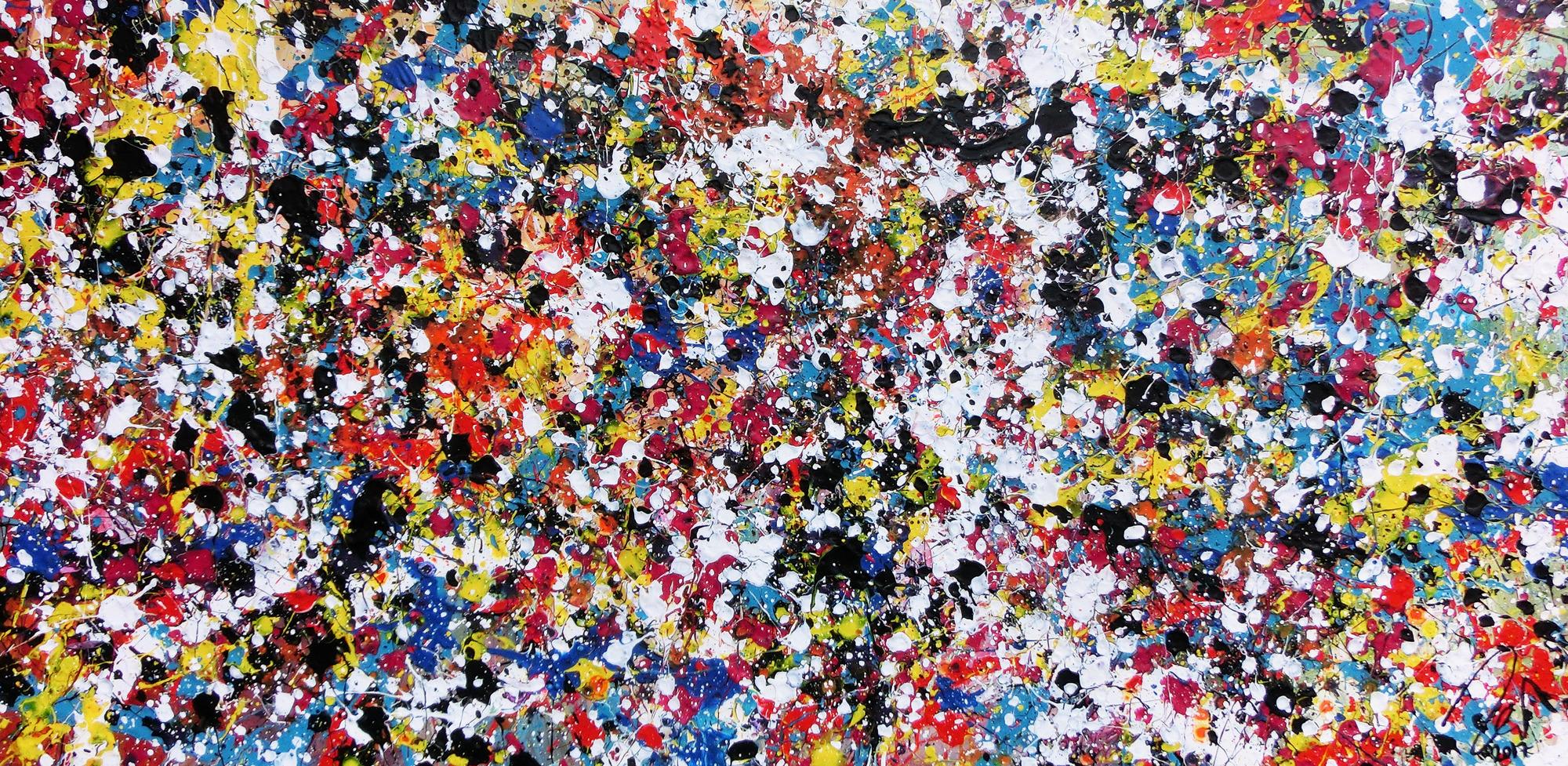 Abstraktes Acrylbild viele bunte Flecken Spash Art modernes Bild Konfetti