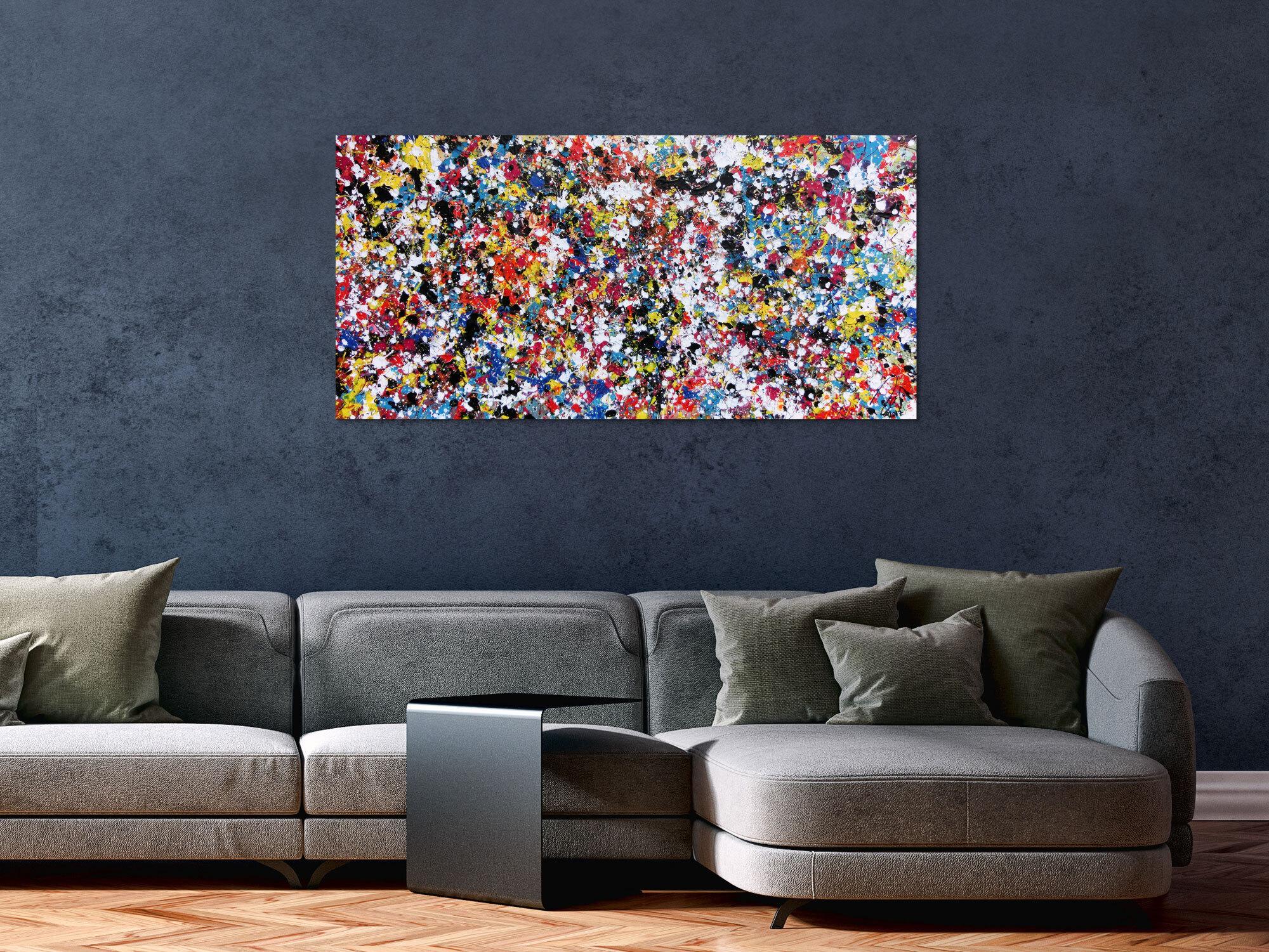 Abstraktes Acrylbild viele bunte Flecken Spash Art modernes Bild Konfetti