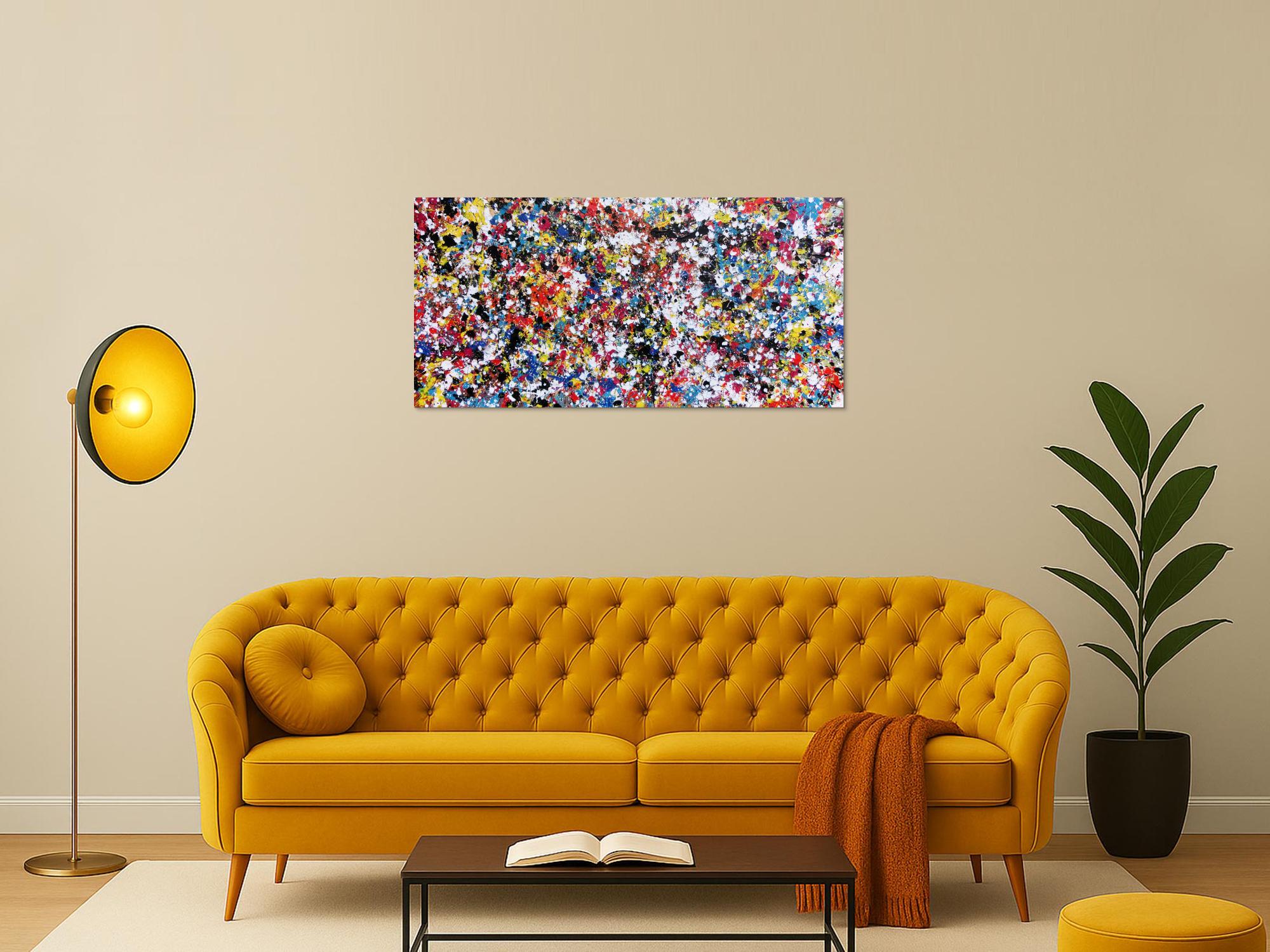 Abstraktes Acrylbild viele bunte Flecken Spash Art modernes Bild Konfetti