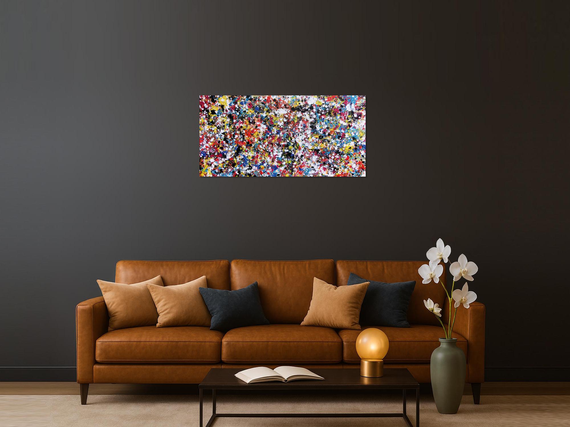 Abstraktes Acrylbild viele bunte Flecken Spash Art modernes Bild Konfetti