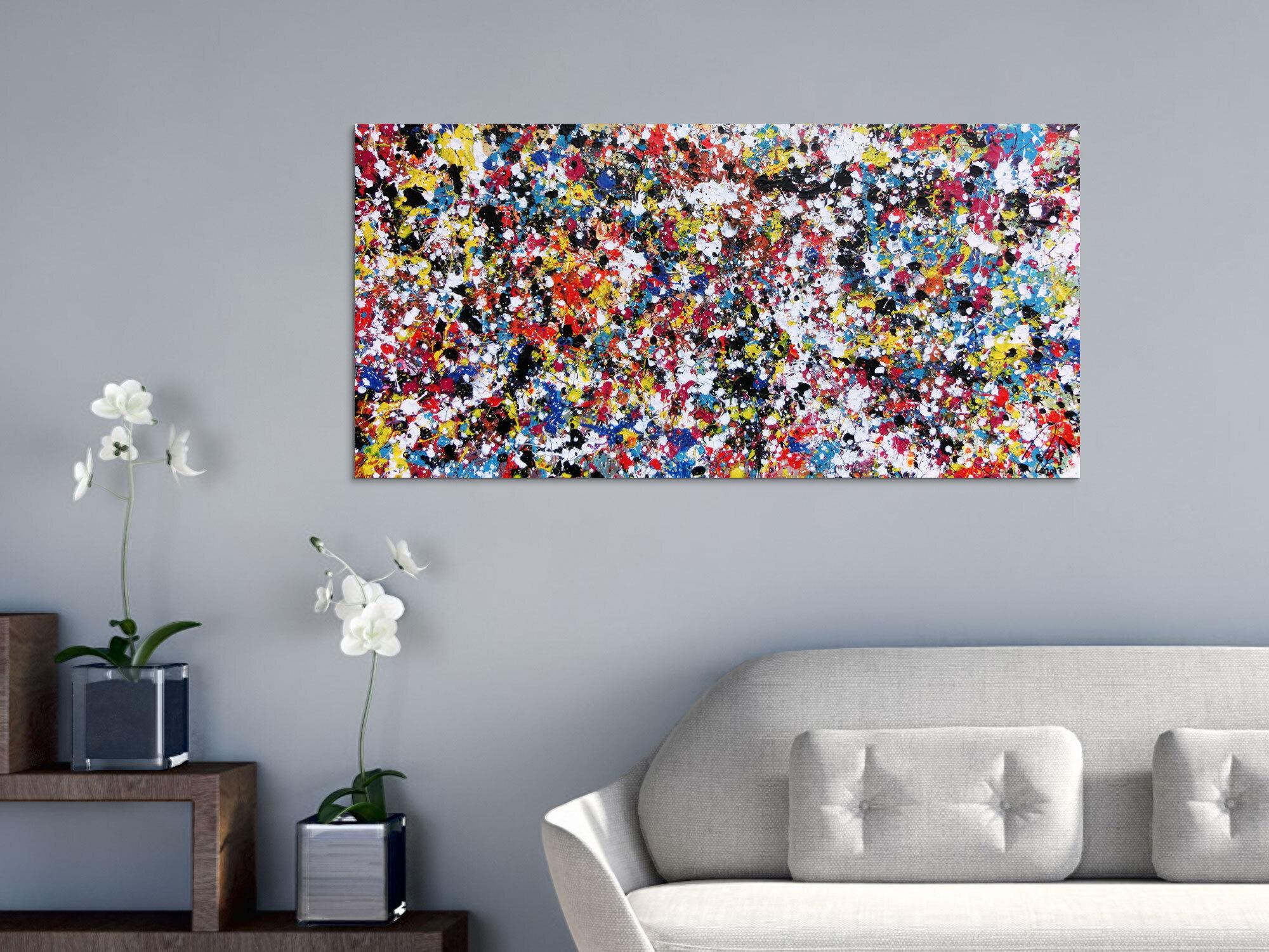 Abstraktes Acrylbild viele bunte Flecken Spash Art modernes Bild Konfetti