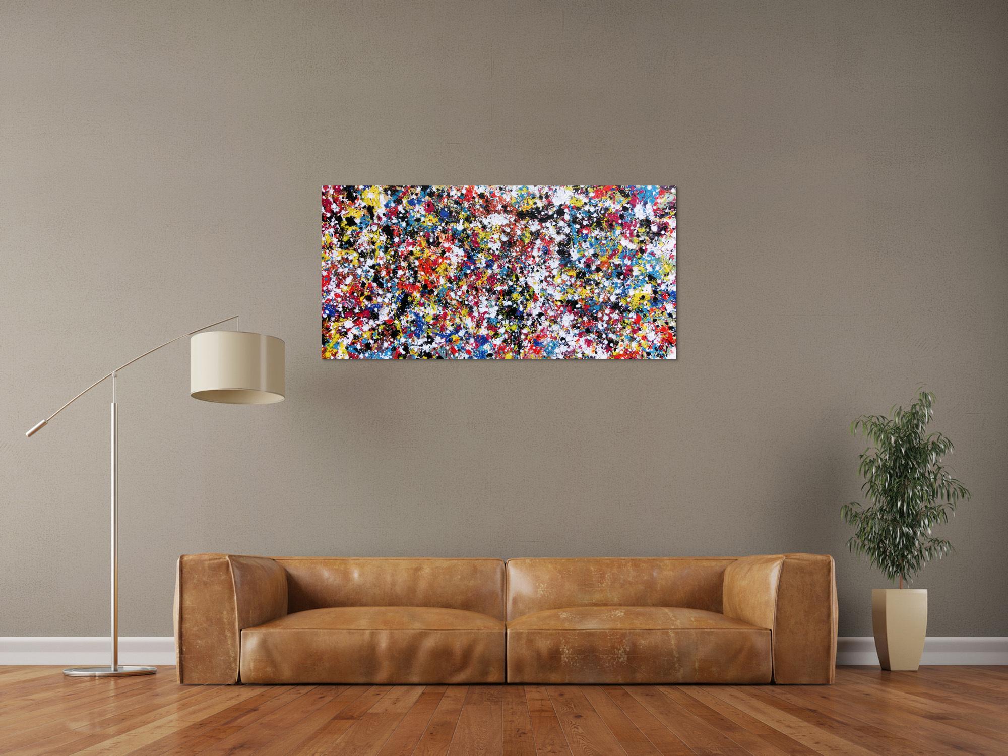 Abstraktes Acrylbild viele bunte Flecken Spash Art modernes Bild Konfetti