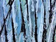Detailaufnahme Modernes abstraktes Acrylbild in hellblau mintgrün grau schwaz weiß Actionpainting