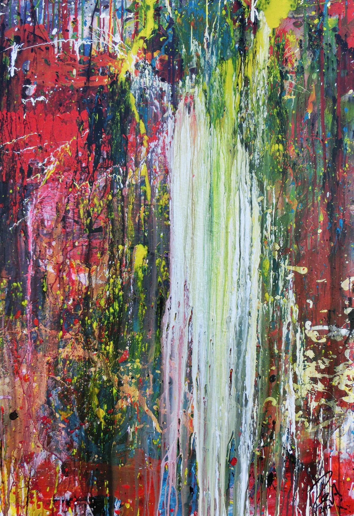 Sehr abstraktes modernes Gemälde zeitgenössisch handgemalt bunt einzigartig Meisterwerk