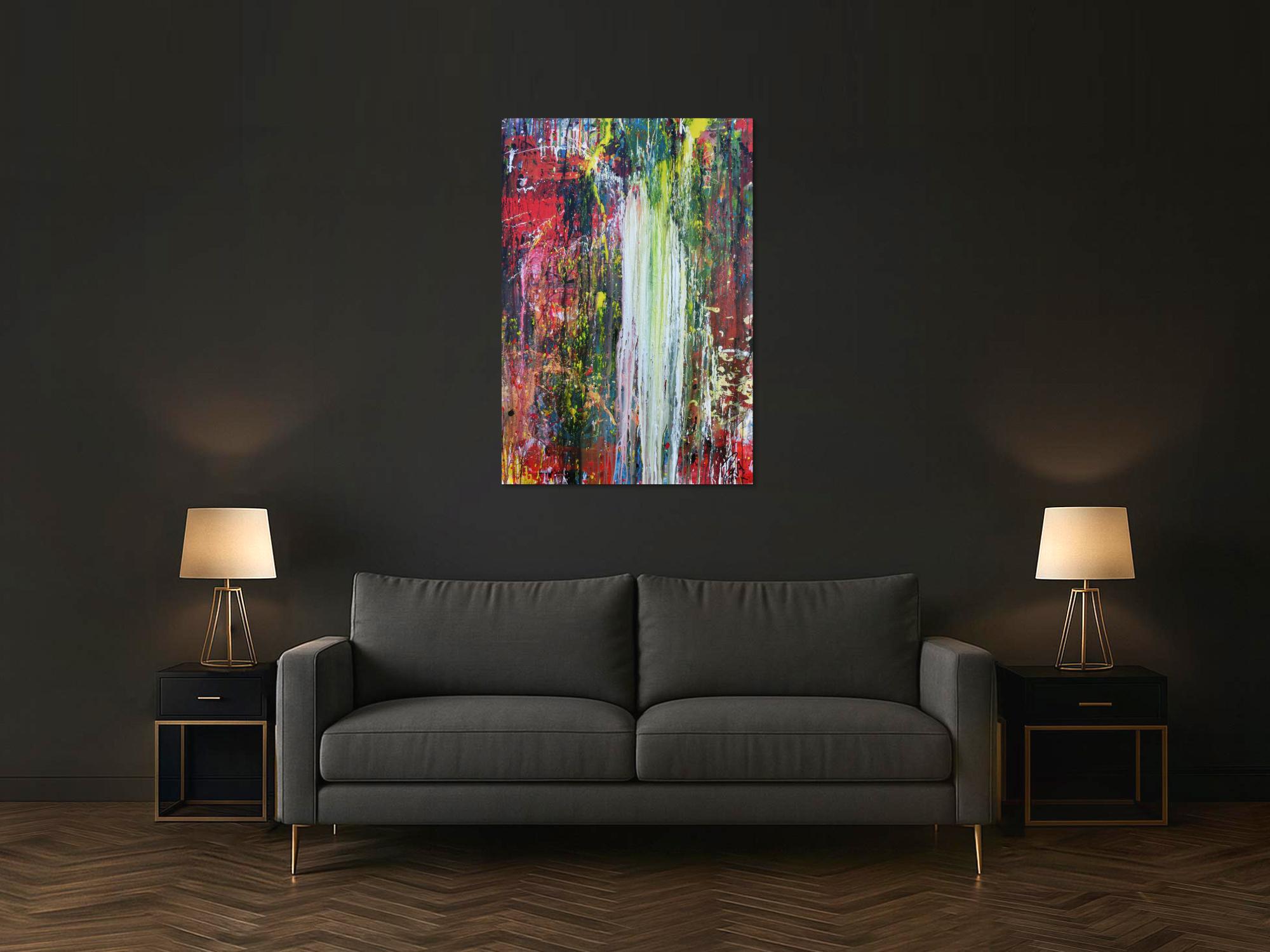 Sehr abstraktes modernes Gemälde zeitgenössisch handgemalt bunt einzigartig Meisterwerk