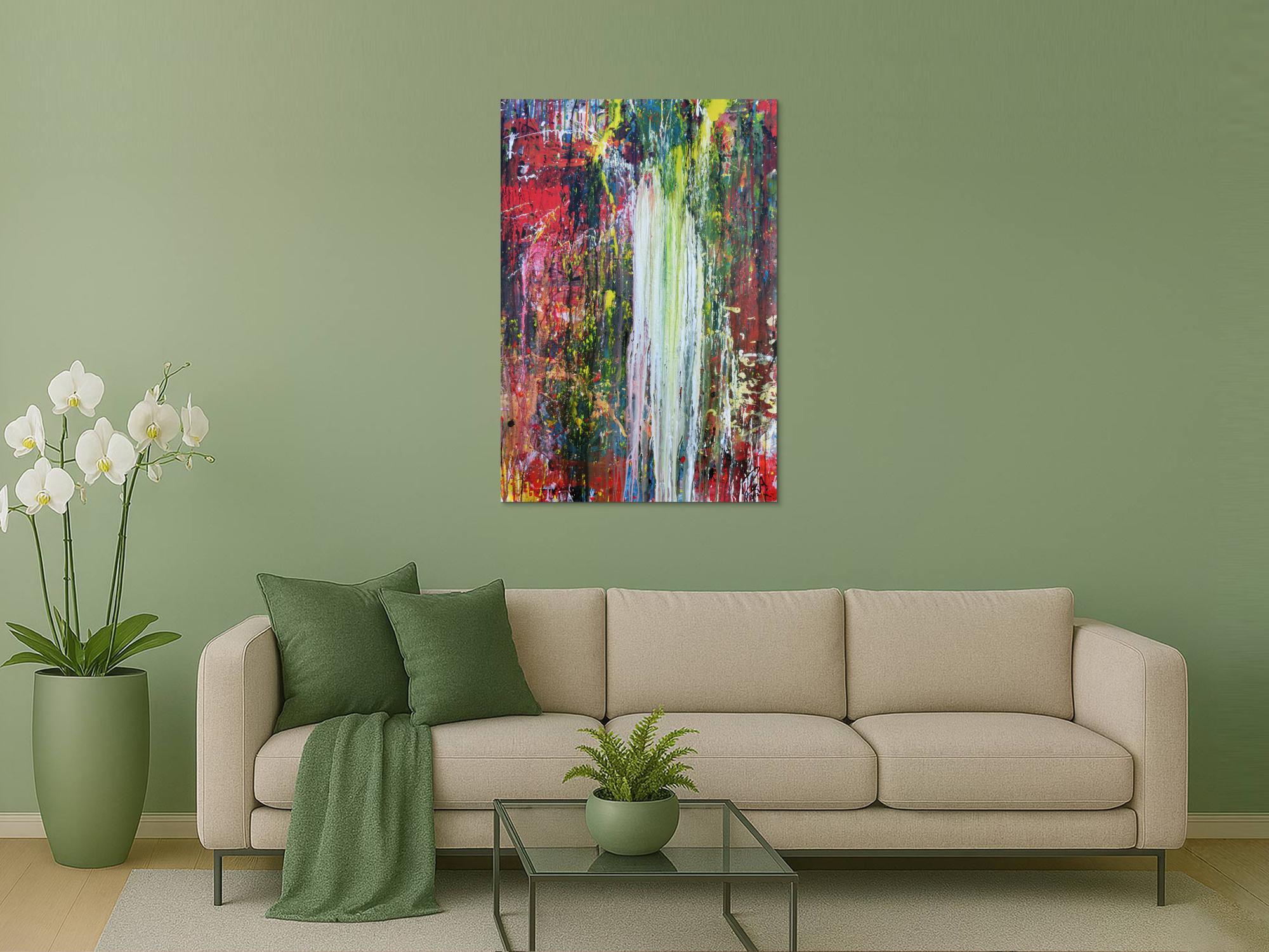 Sehr abstraktes modernes Gemälde zeitgenössisch handgemalt bunt einzigartig Meisterwerk