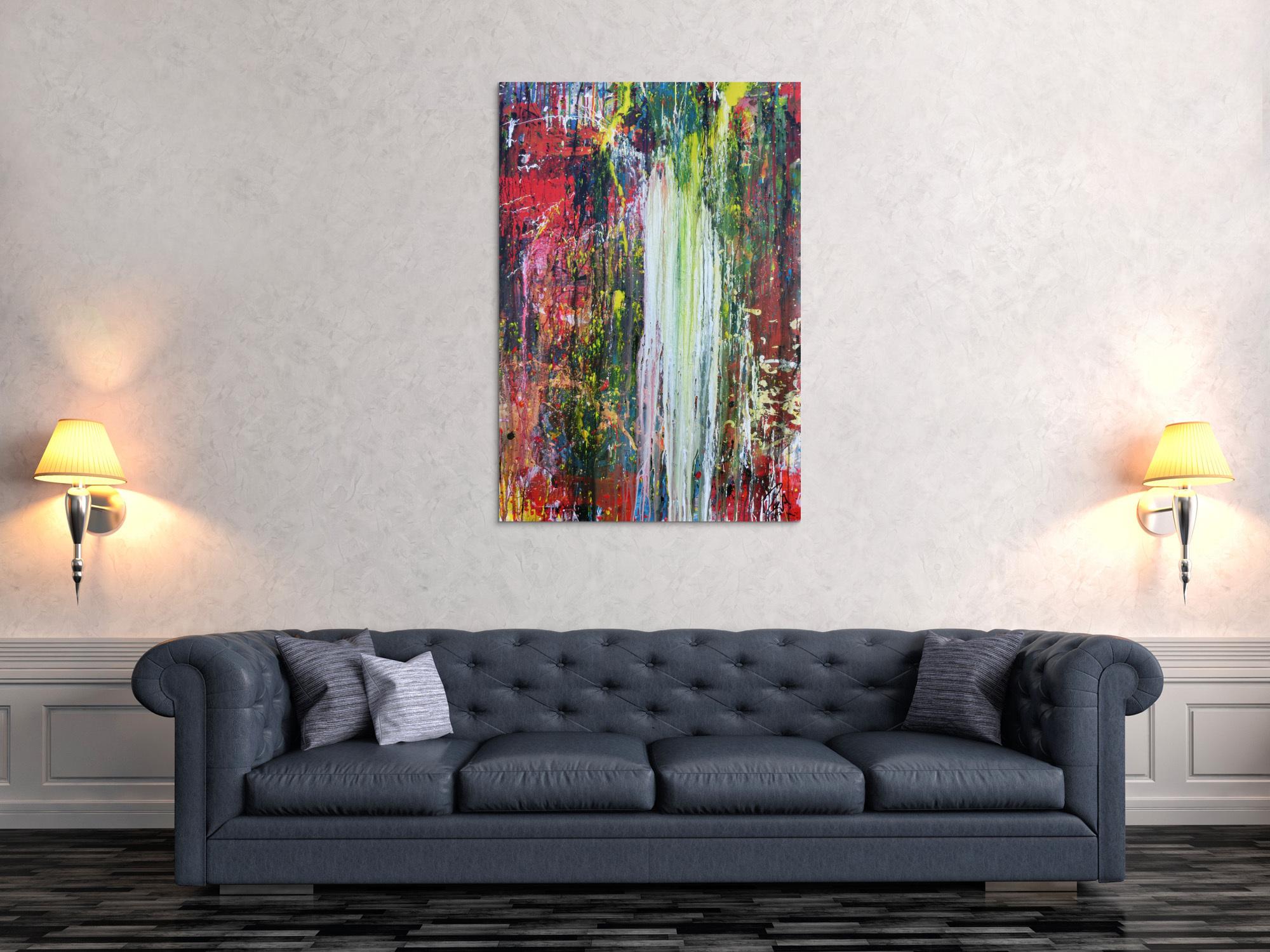 Sehr abstraktes modernes Gemälde zeitgenössisch handgemalt bunt einzigartig Meisterwerk