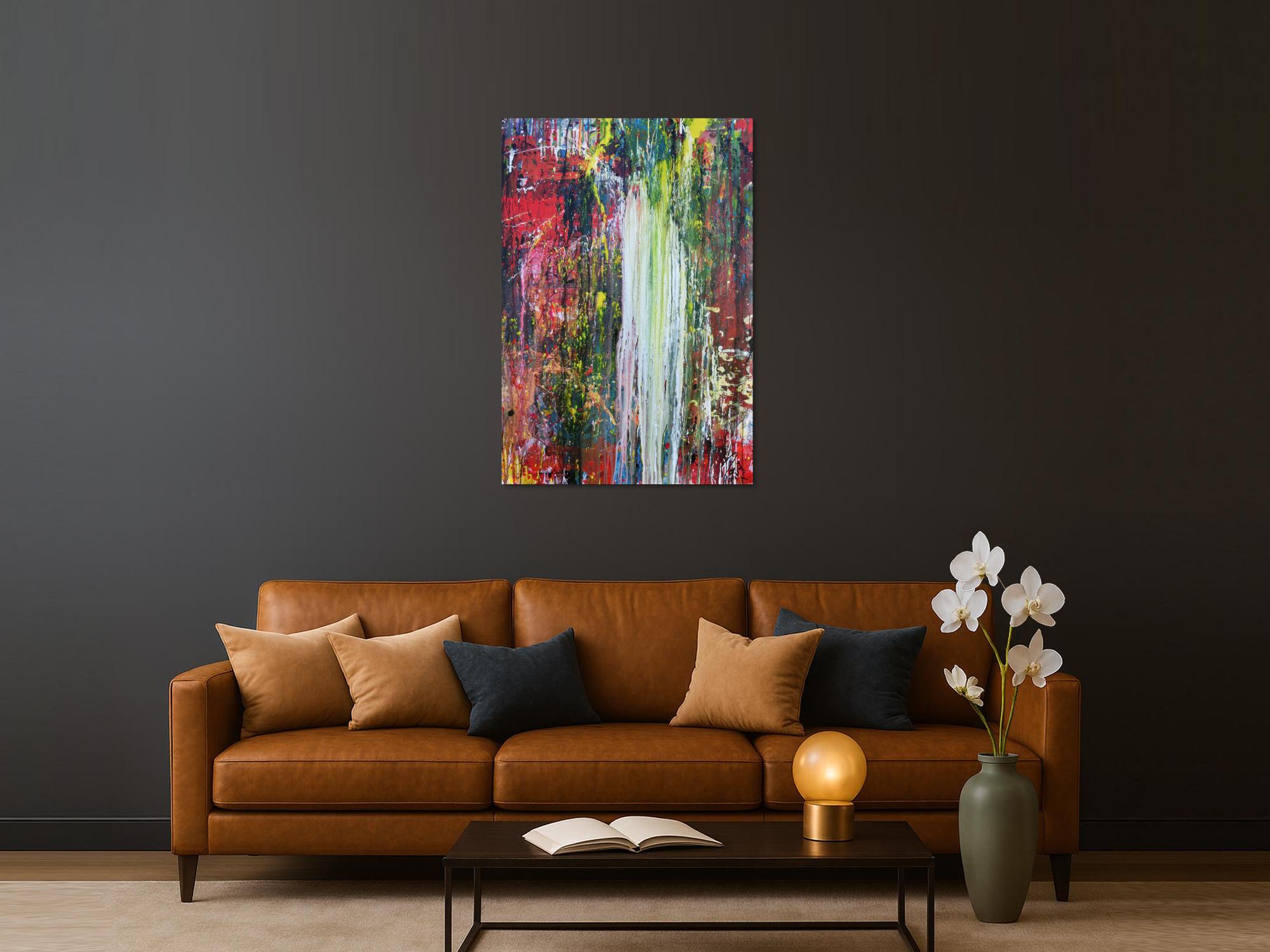 Sehr abstraktes modernes Gemälde zeitgenössisch handgemalt bunt einzigartig Meisterwerk