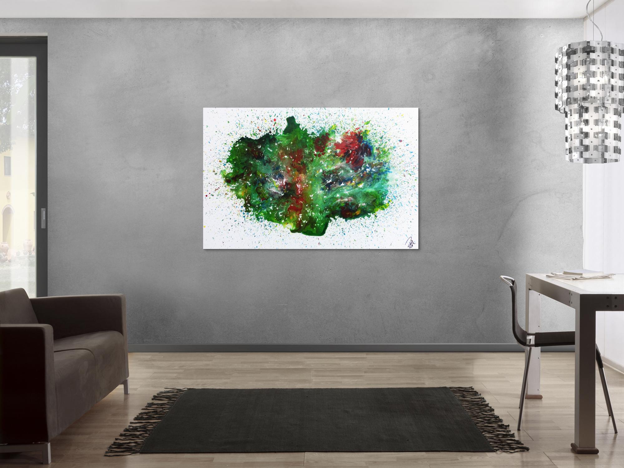 Abstraktes Acrylbild sehr bunt Explosion der Farben