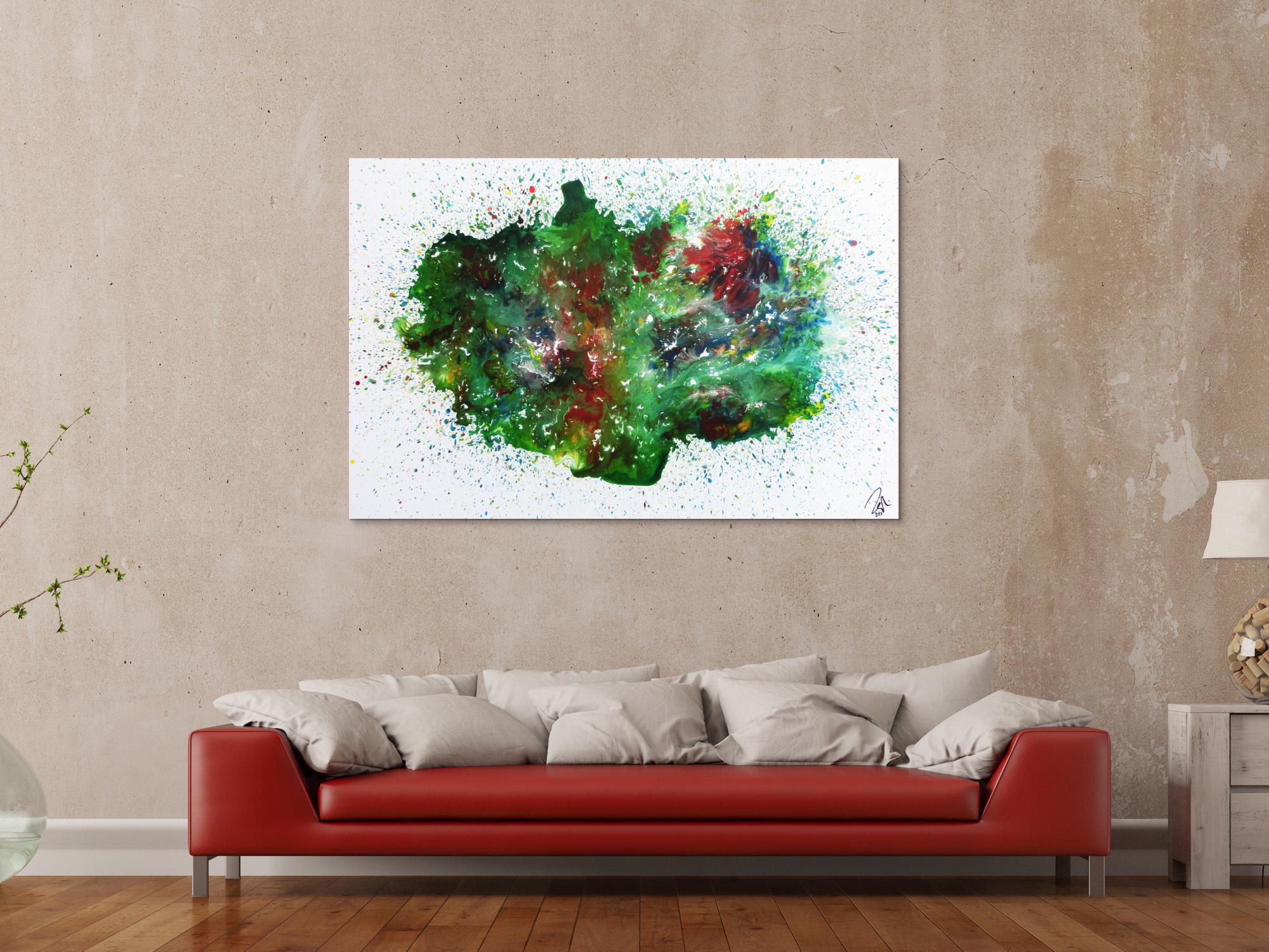 Abstraktes Acrylbild sehr bunt Explosion der Farben