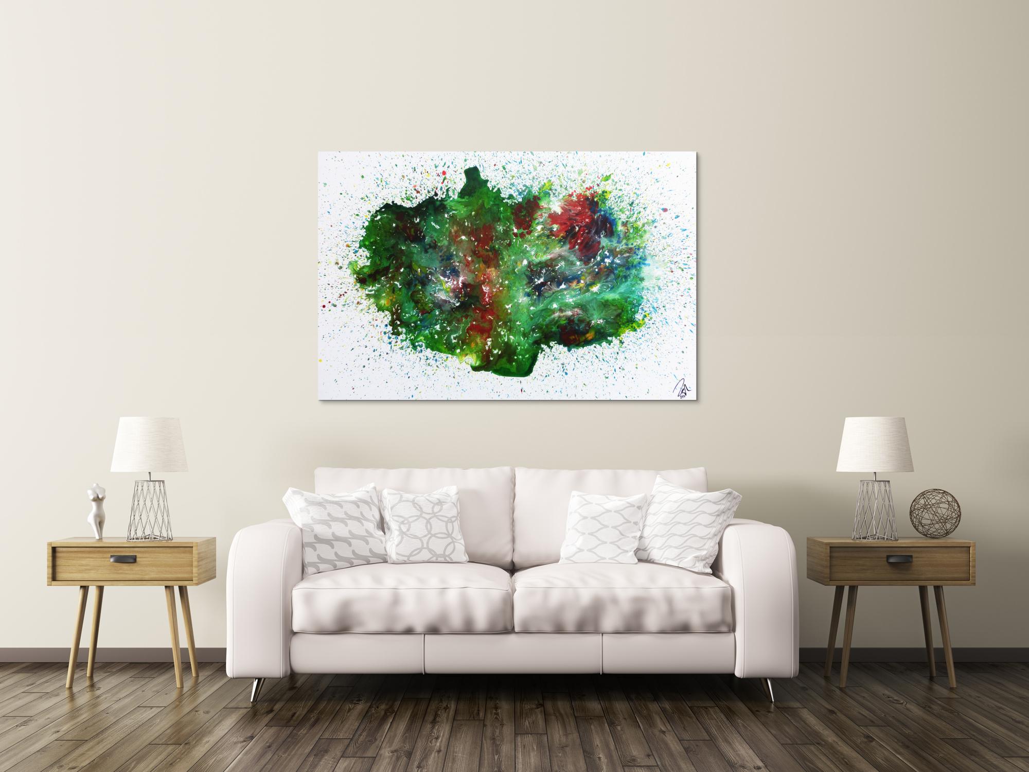 Abstraktes Acrylbild sehr bunt Explosion der Farben