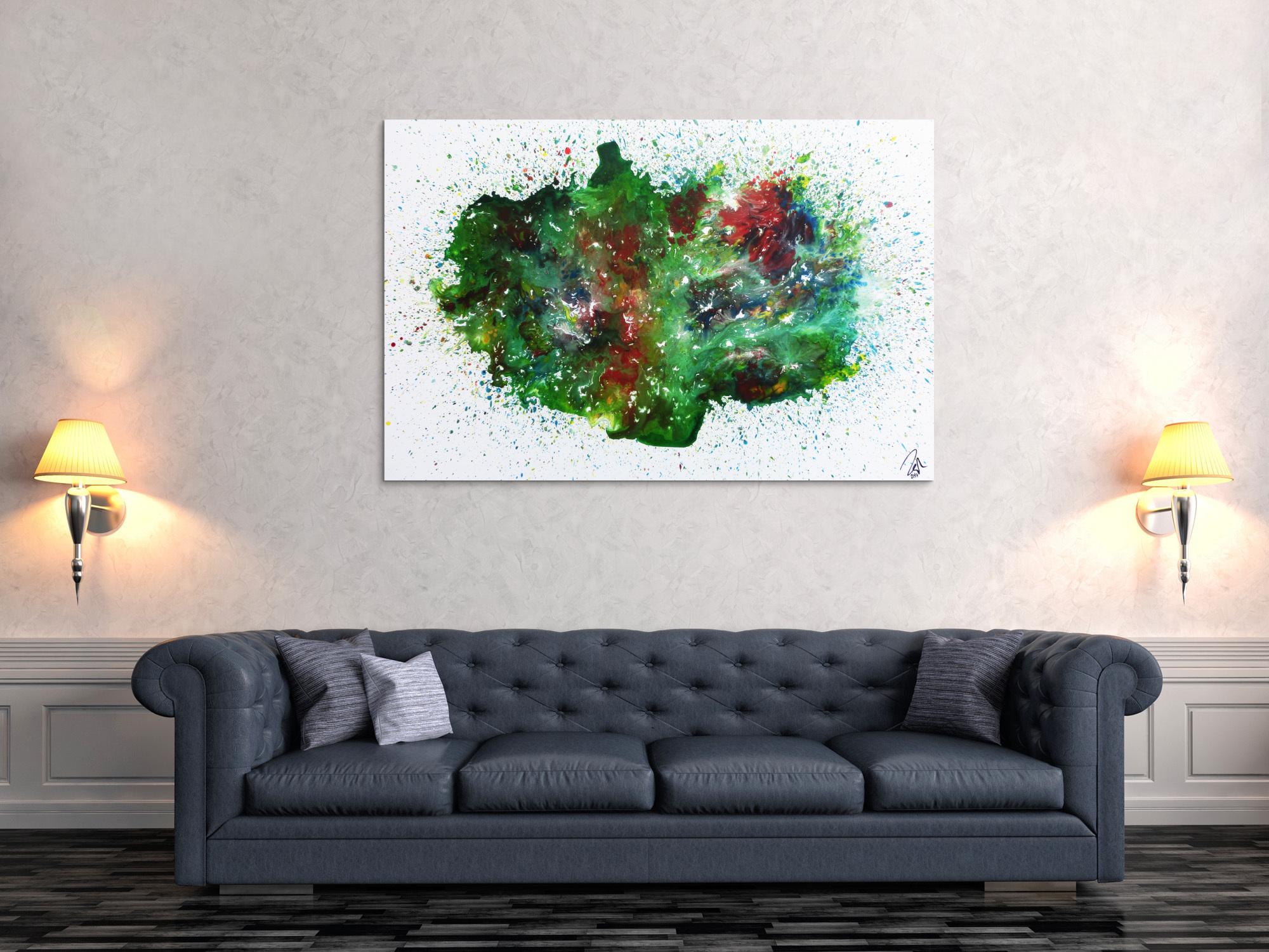 Abstraktes Acrylbild sehr bunt Explosion der Farben