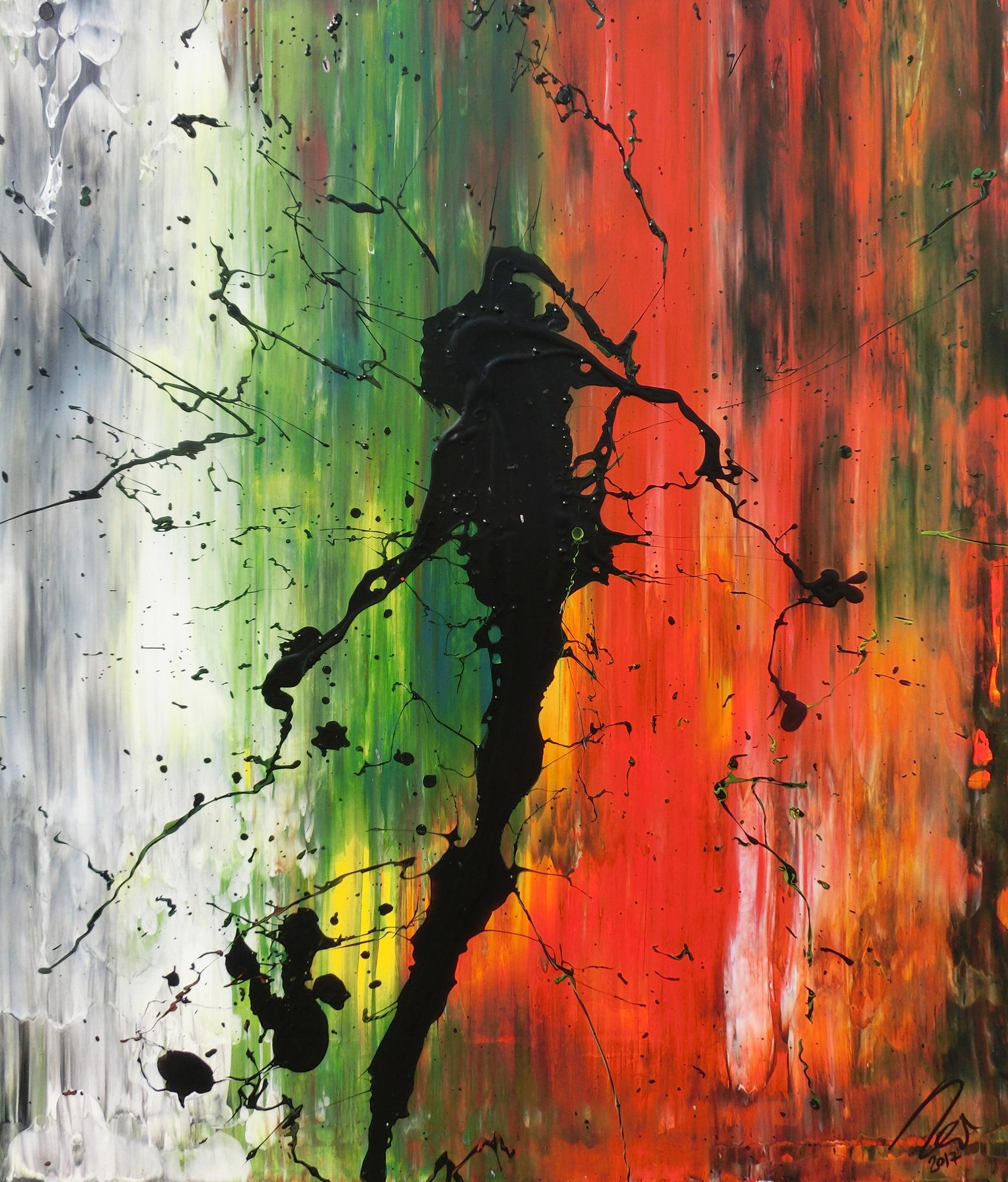 Abstraktes Bild modernes Acrylgemälde Mischtechnik Actionpainting Spachteltechnik