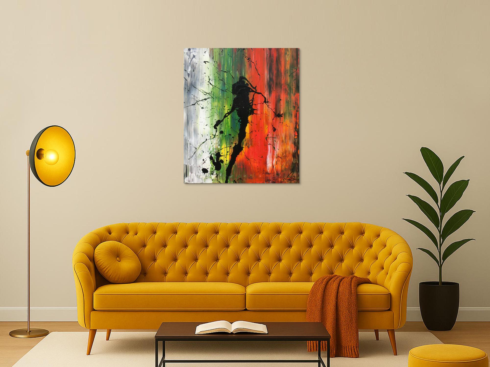 Abstraktes Bild modernes Acrylgemälde Mischtechnik Actionpainting Spachteltechnik