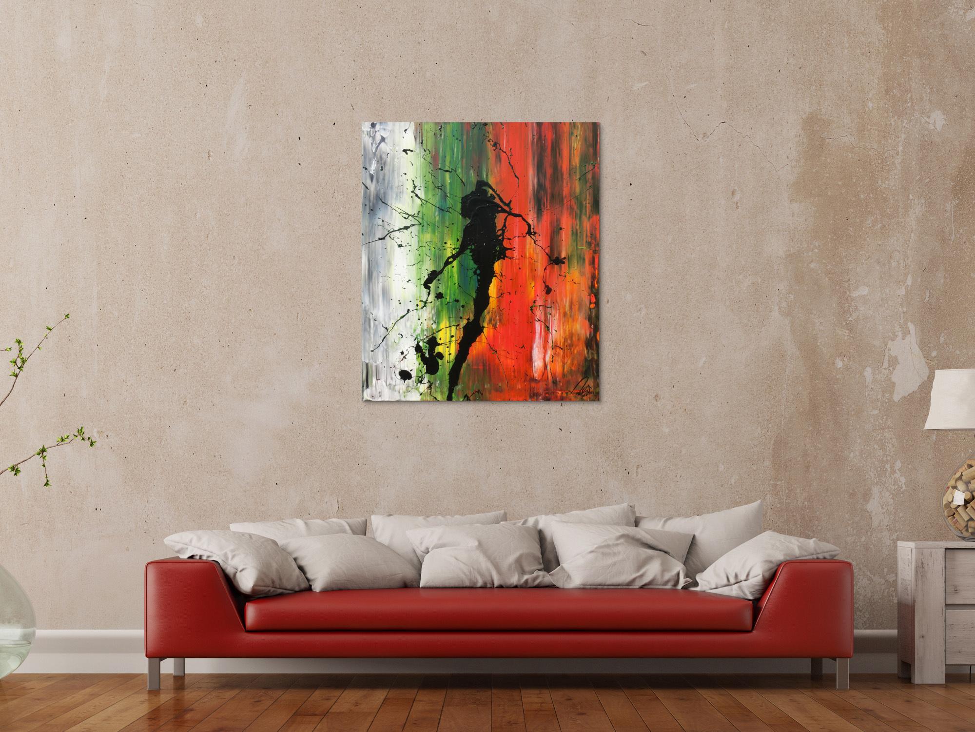 Abstraktes Bild modernes Acrylgemälde Mischtechnik Actionpainting Spachteltechnik