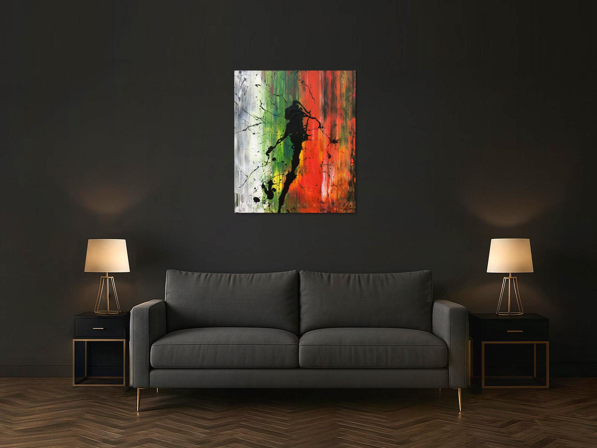 Abstraktes Bild modernes Acrylgemälde Mischtechnik Actionpainting Spachteltechnik