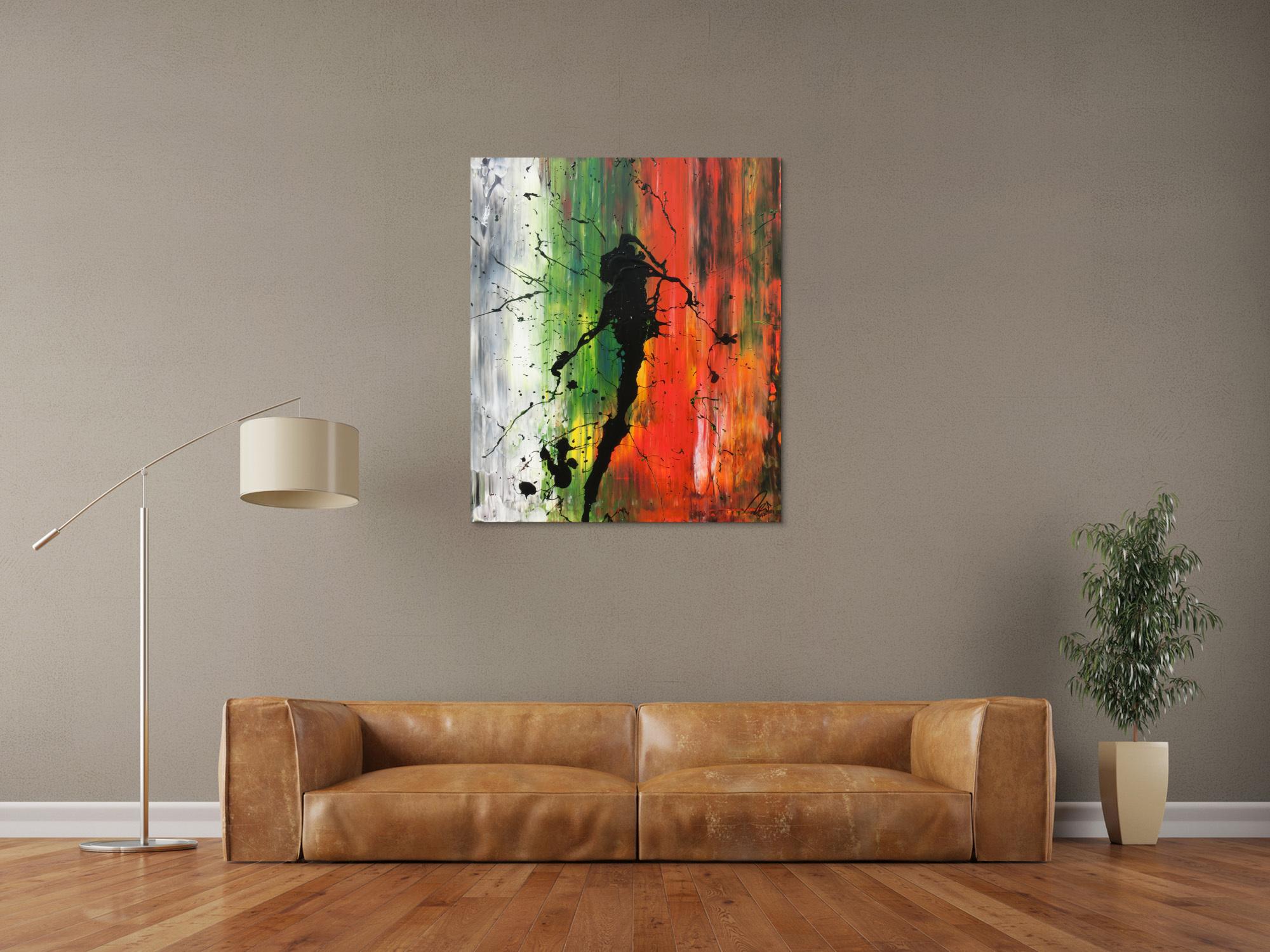 Abstraktes Bild modernes Acrylgemälde Mischtechnik Actionpainting Spachteltechnik