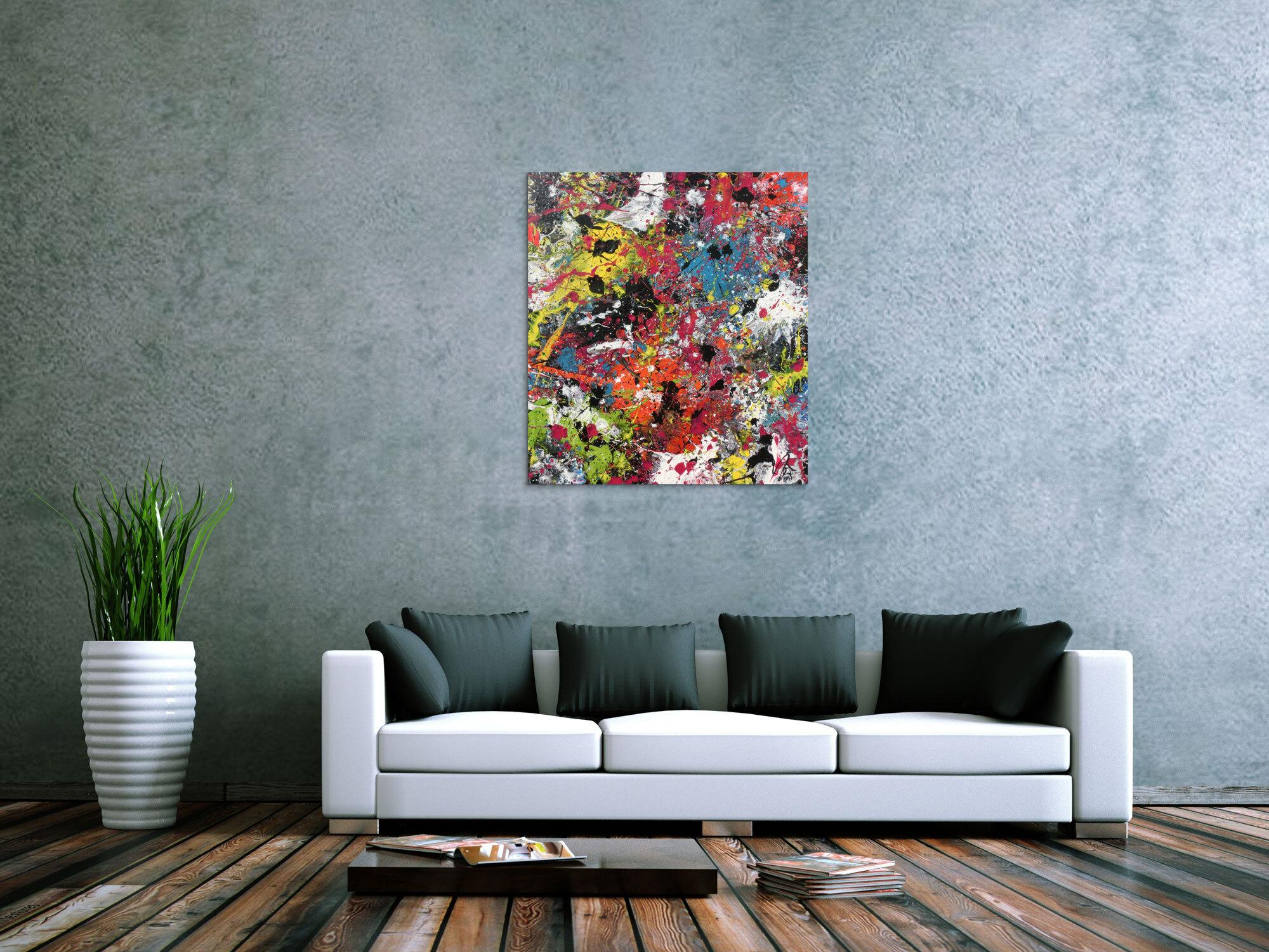Abstraktes Bild sehr bunt Actionpaiting expressionistisch modern zeitgenössisch