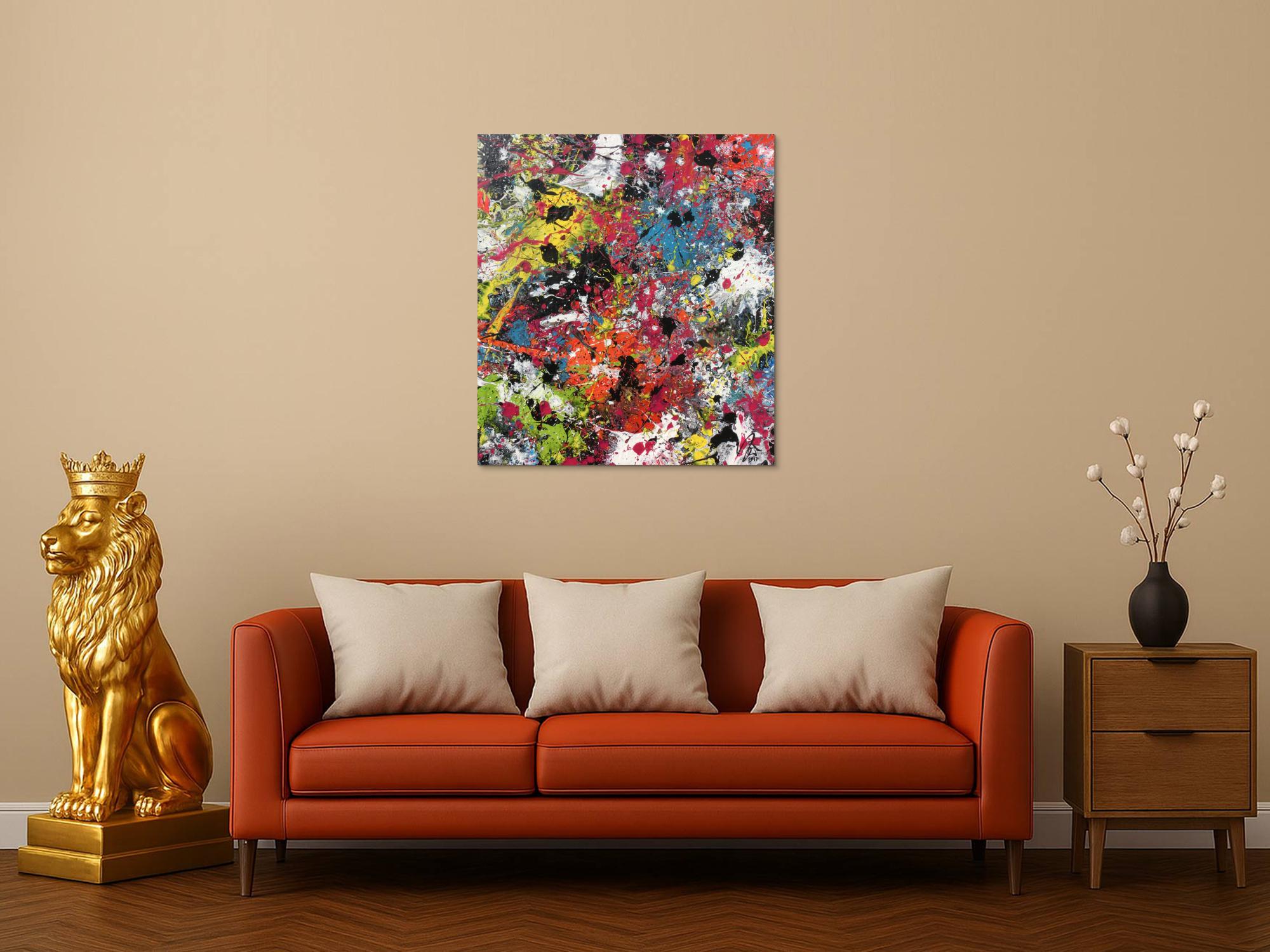 Abstraktes Bild sehr bunt Actionpaiting expressionistisch modern zeitgenössisch