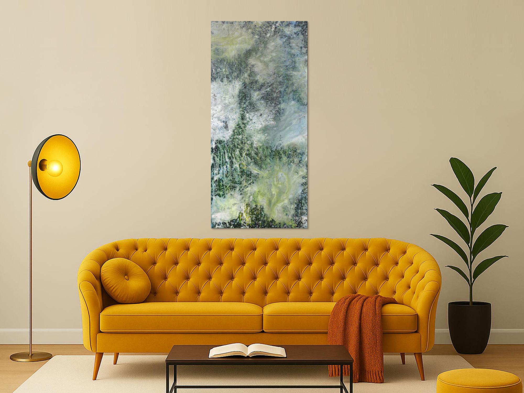 Abstraktes Bild Acrylgemälde Fließtechnik im Hochformat