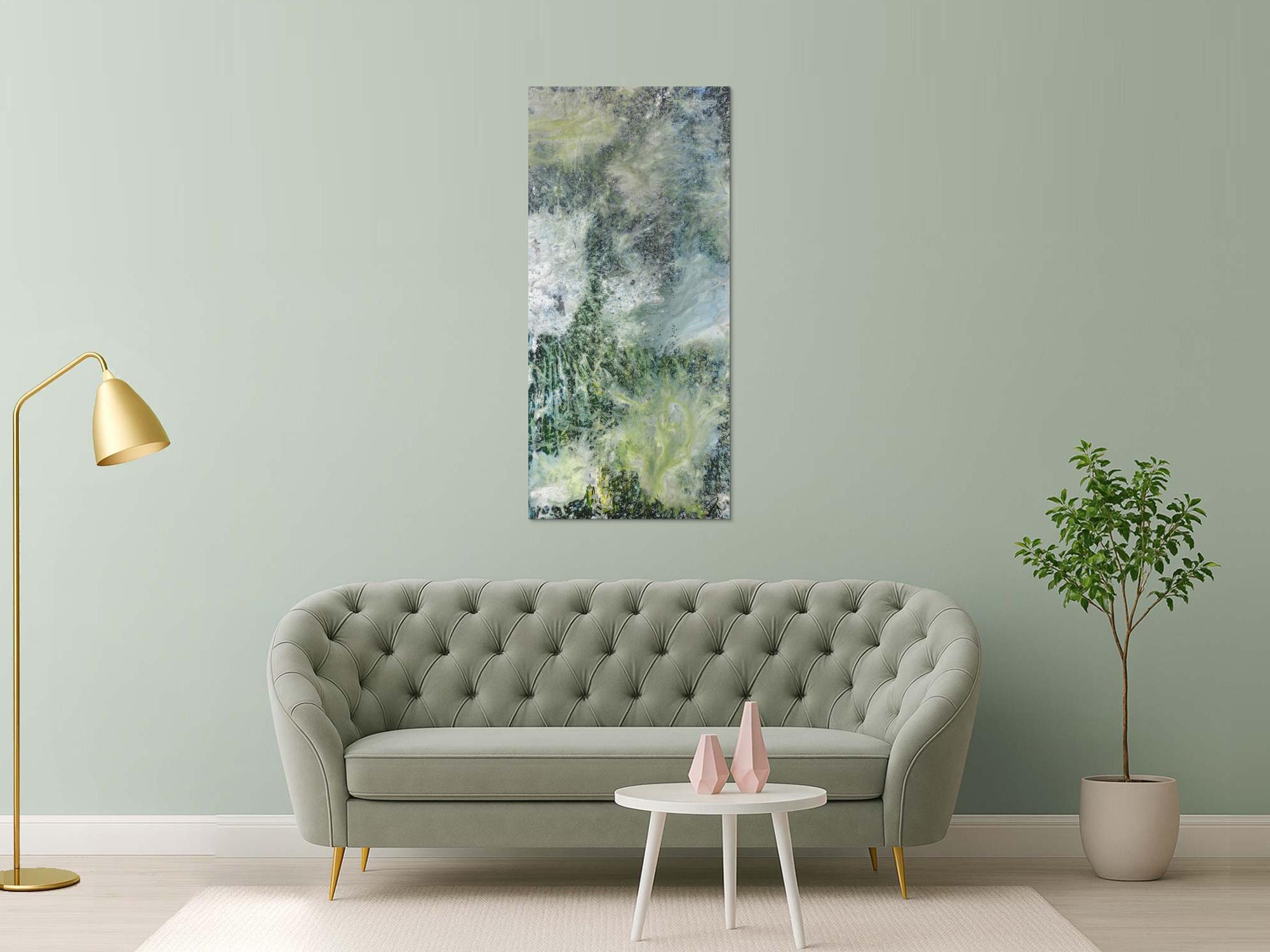 Abstraktes Bild Acrylgemälde Fließtechnik im Hochformat