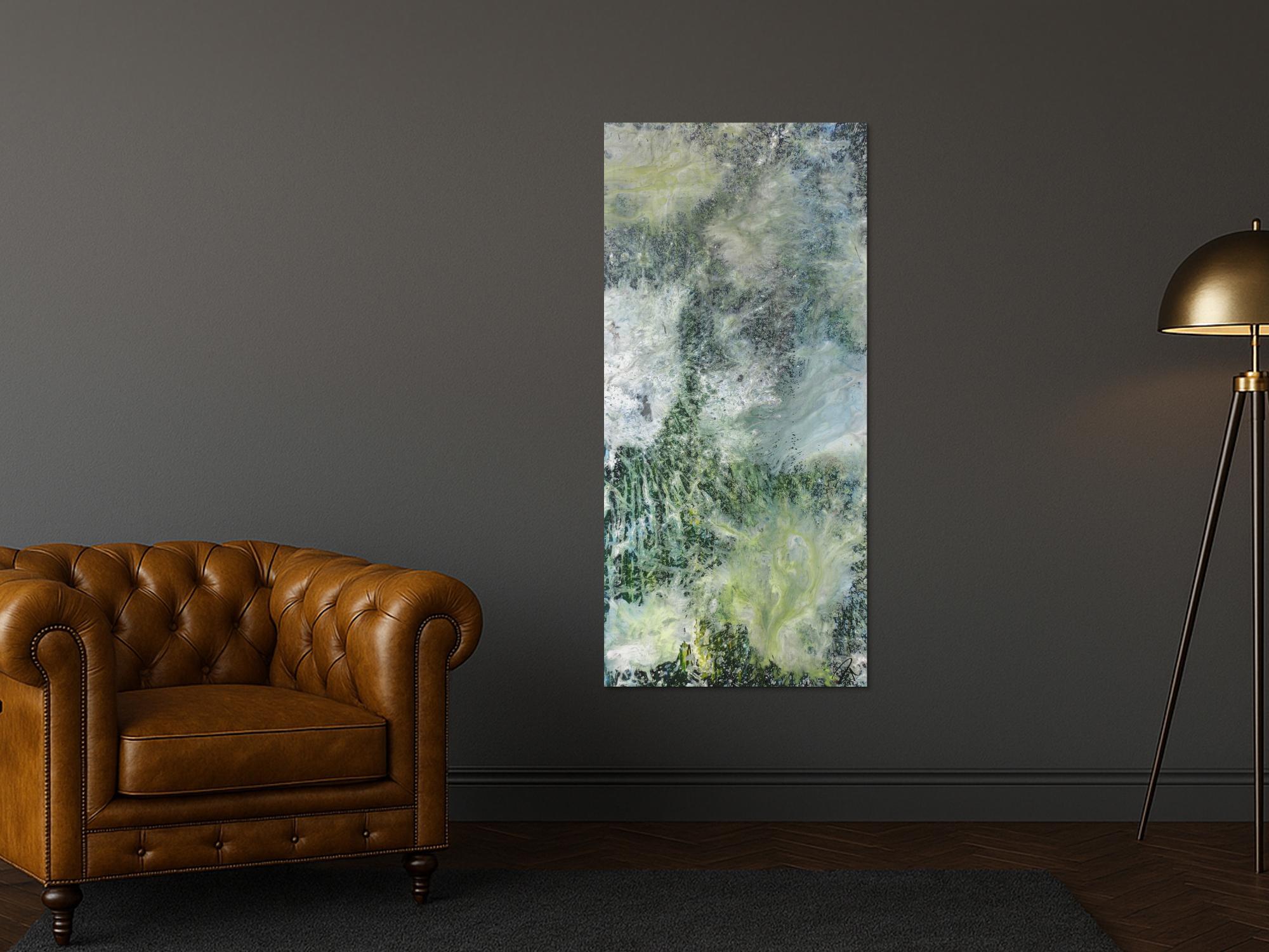 Abstraktes Bild Acrylgemälde Fließtechnik im Hochformat