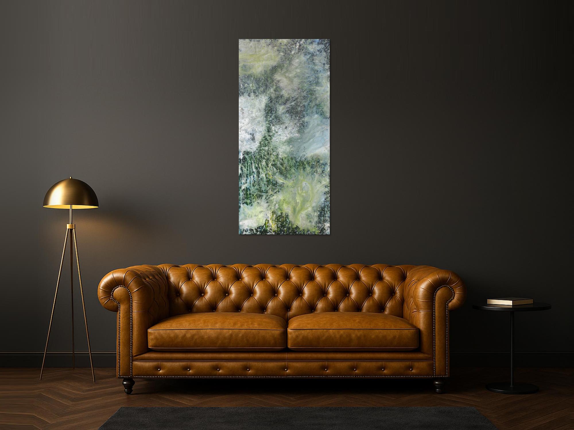 Abstraktes Bild Acrylgemälde Fließtechnik im Hochformat