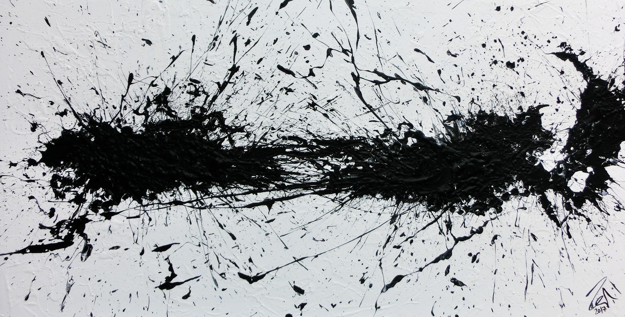 Abstraktes Acrylbild minimalistisch in schwarz weiß sehr modern