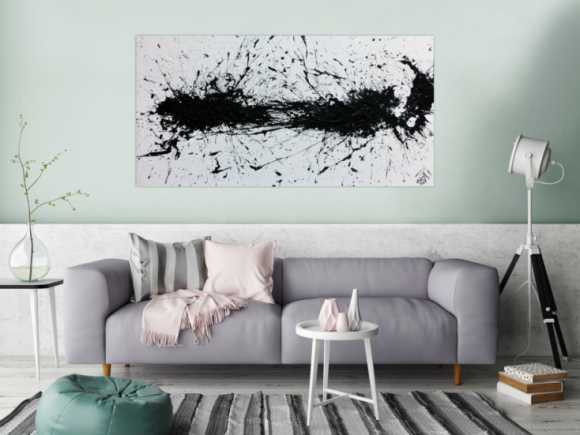 Abstraktes Acrylbild minimalistisch in schwarz weiß sehr modern