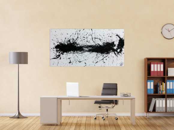 Abstraktes Acrylbild minimalistisch in schwarz weiß sehr modern