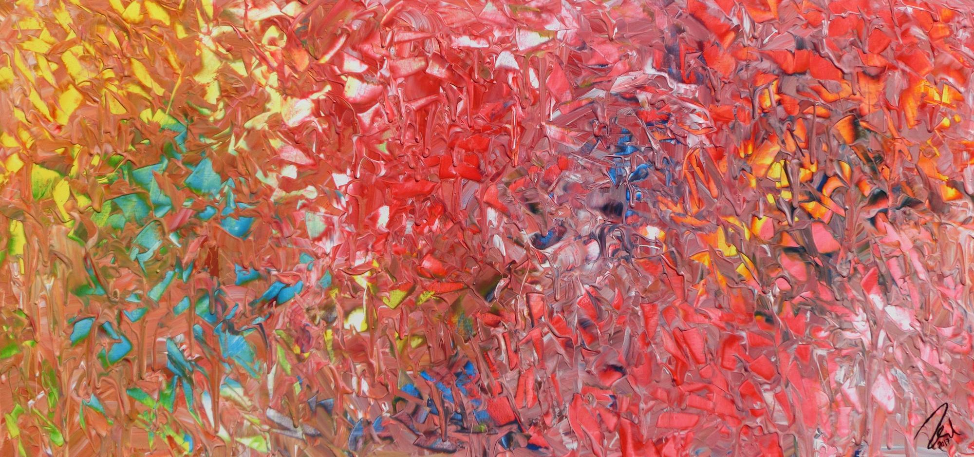 Abstraktes Acrylbild bunt Mischtechnik verlaufende Farben