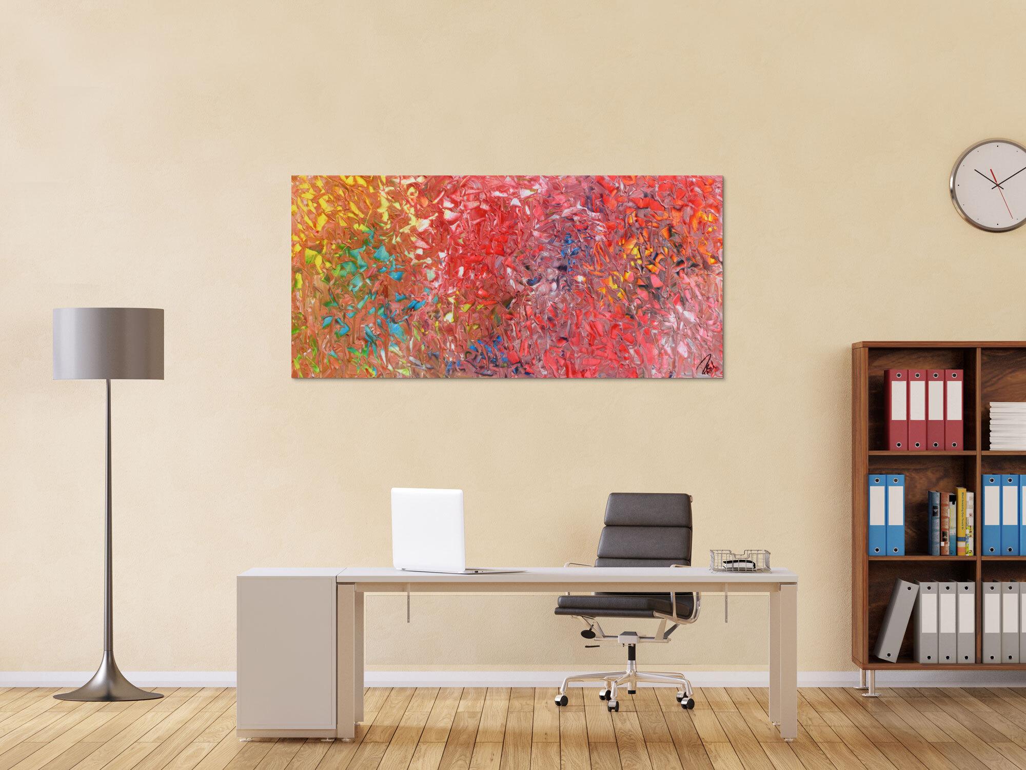 Abstraktes Acrylbild bunt Mischtechnik verlaufende Farben