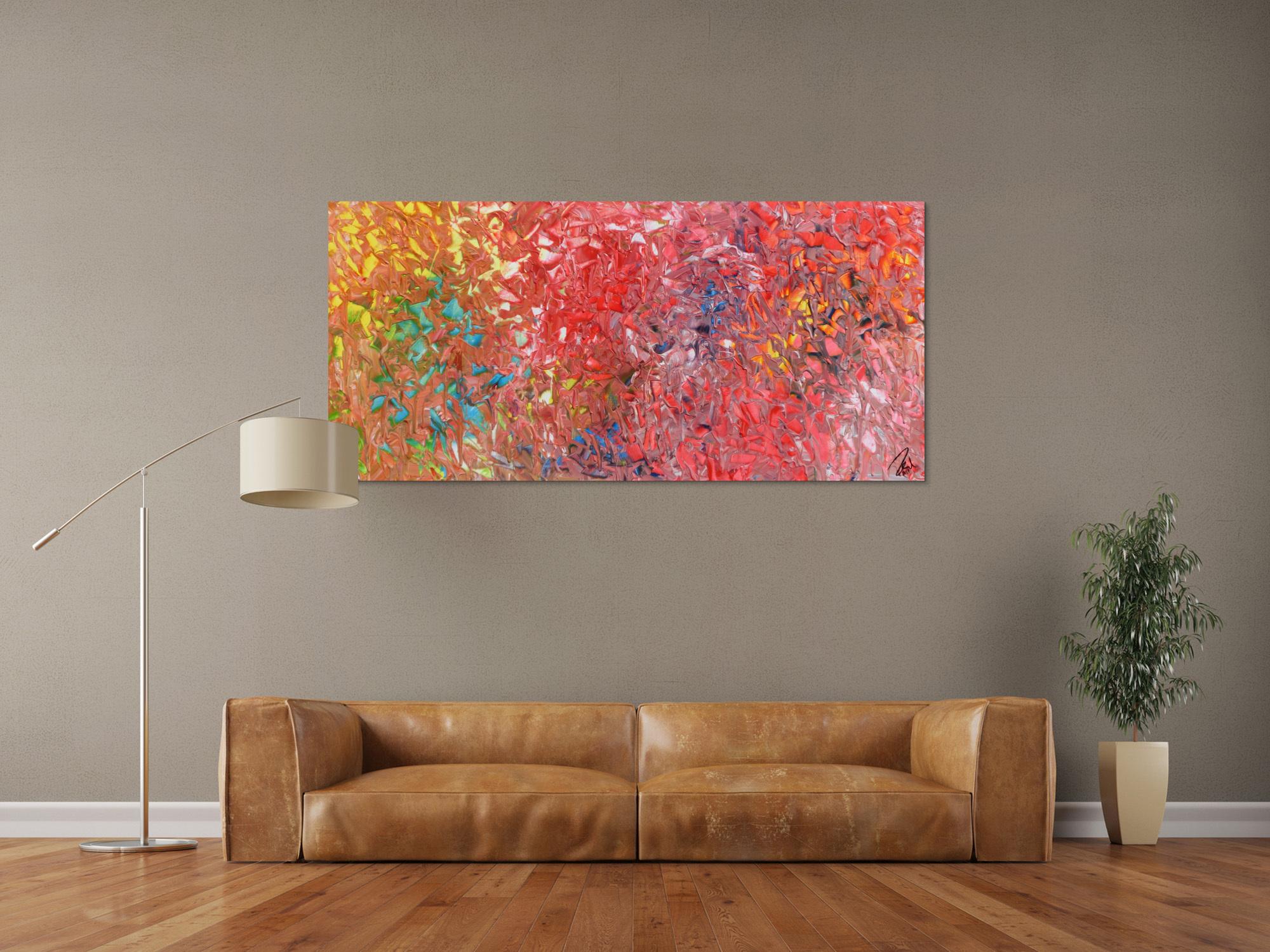 Abstraktes Acrylbild bunt Mischtechnik verlaufende Farben