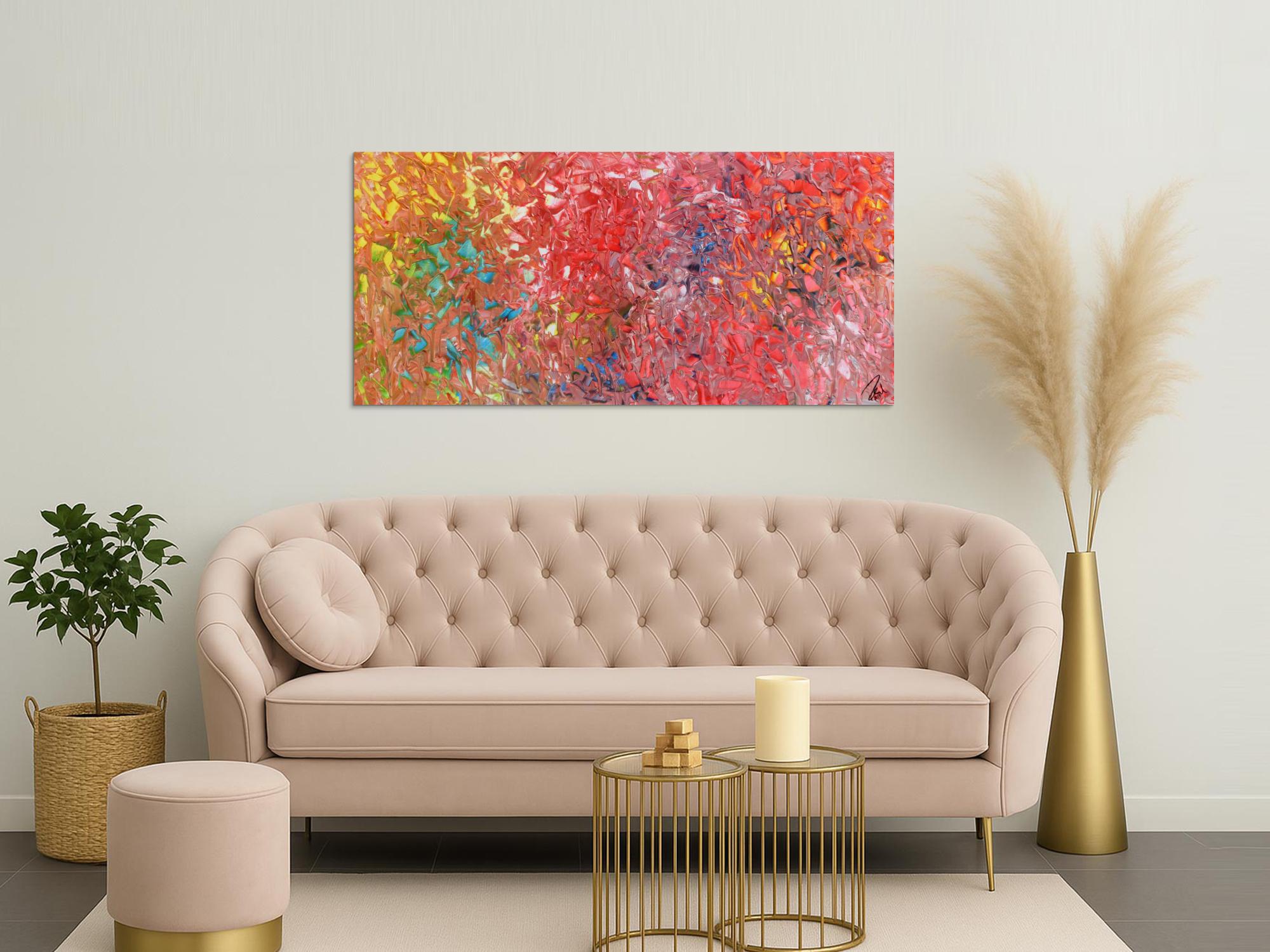 Abstraktes Acrylbild bunt Mischtechnik verlaufende Farben