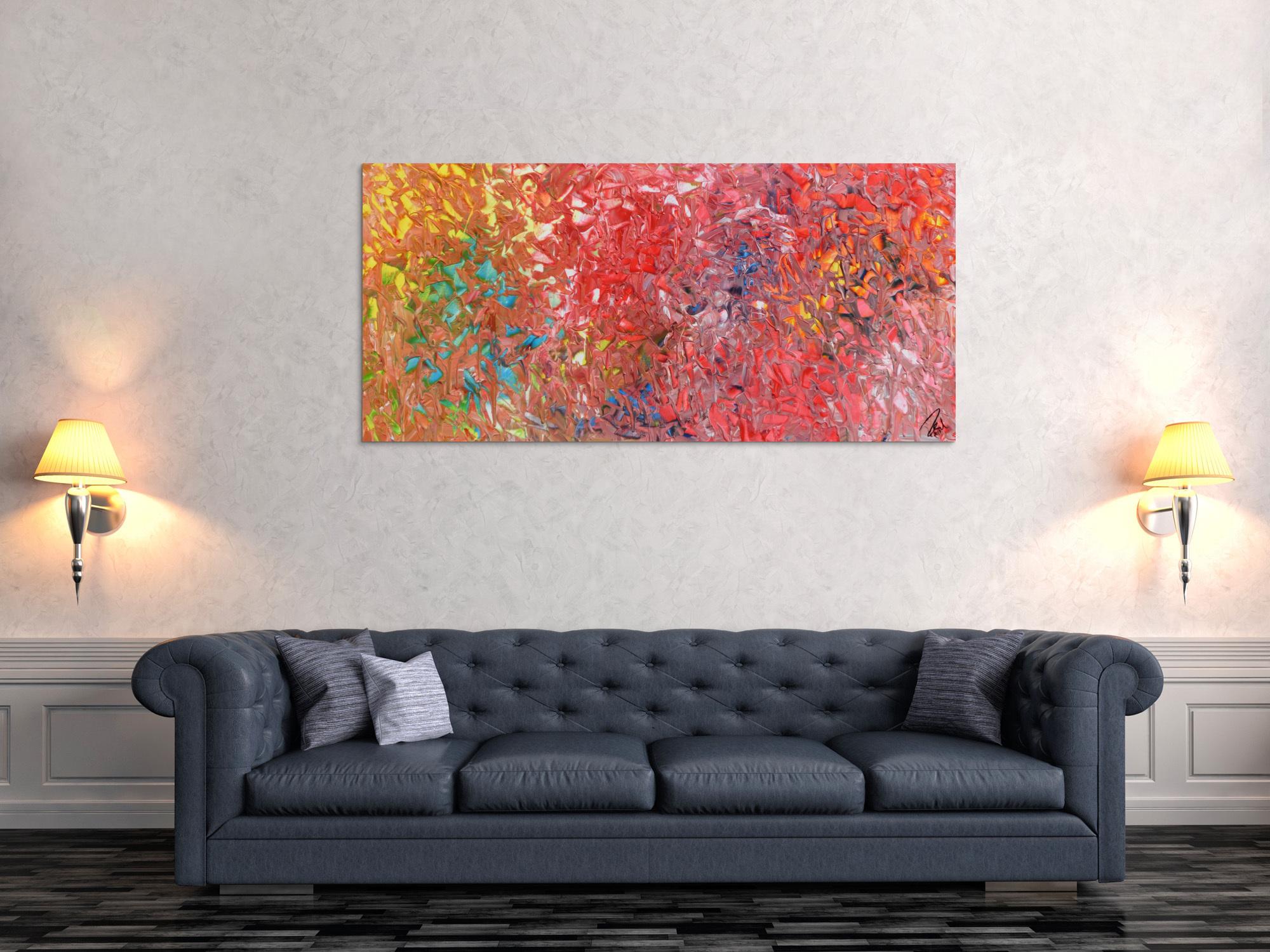 Abstraktes Acrylbild bunt Mischtechnik verlaufende Farben