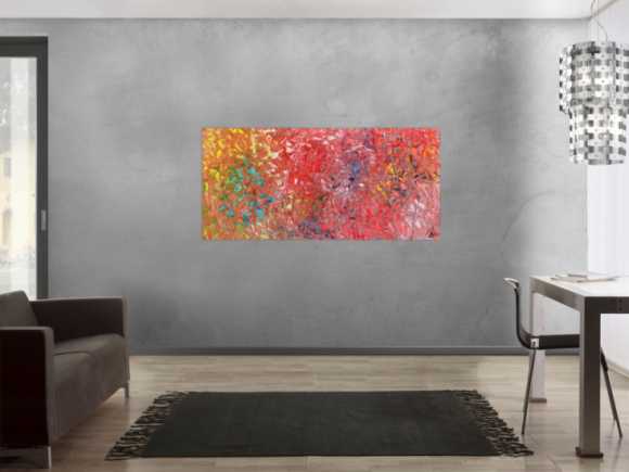 Abstraktes Acrylbild bunt Mischtechnik verlaufende Farben