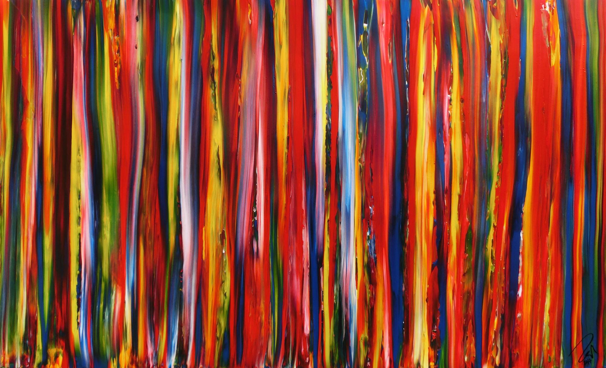 Abstraktes Gemälde Streifen modernes Acrylbild bunte vertikale Streifen