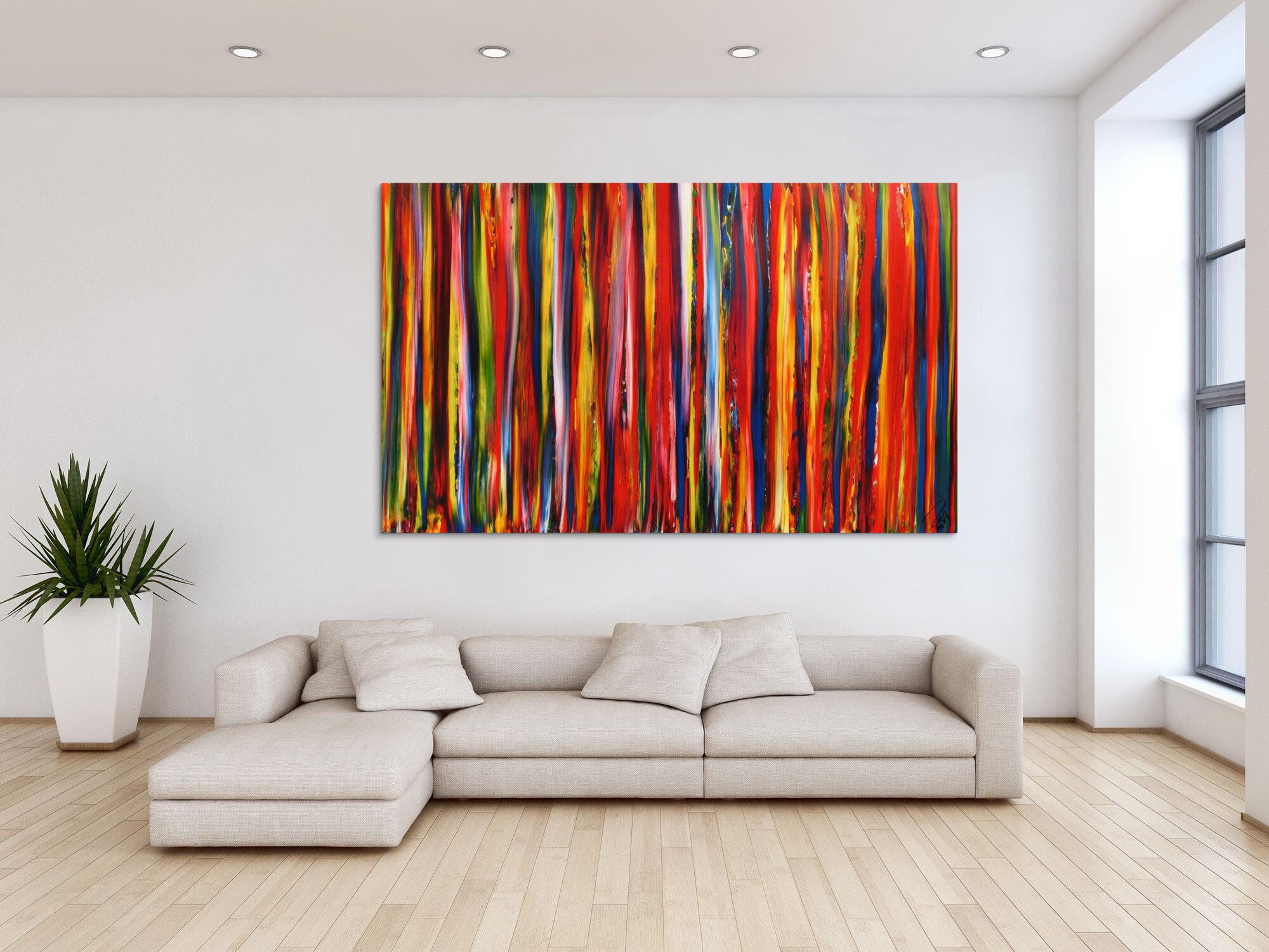 Abstraktes Gemälde Streifen modernes Acrylbild bunte vertikale Streifen