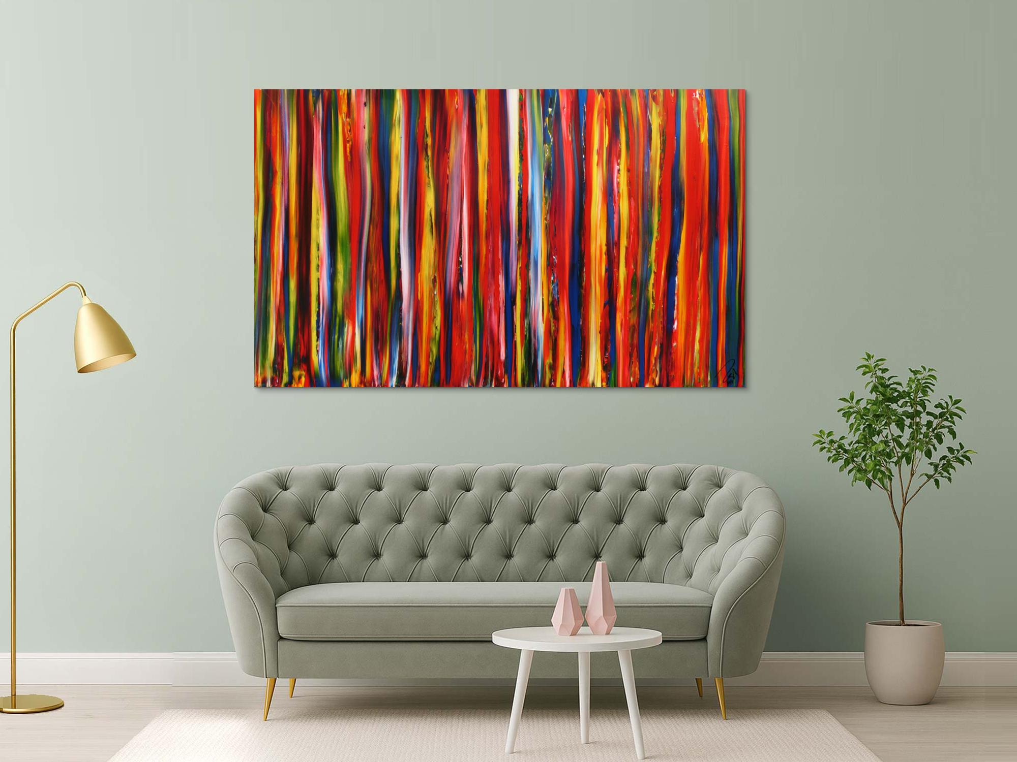 Abstraktes Gemälde Streifen modernes Acrylbild bunte vertikale Streifen