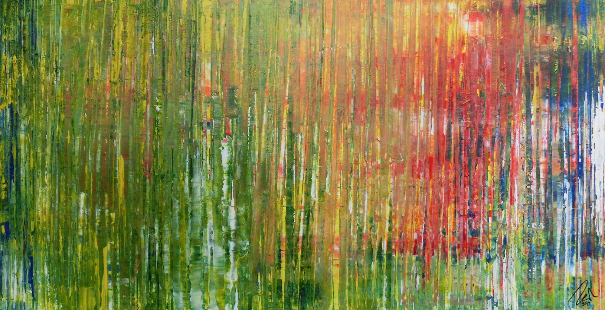 Abstraktes Acrylbild bunt Spachteltechnik modern viele Farben